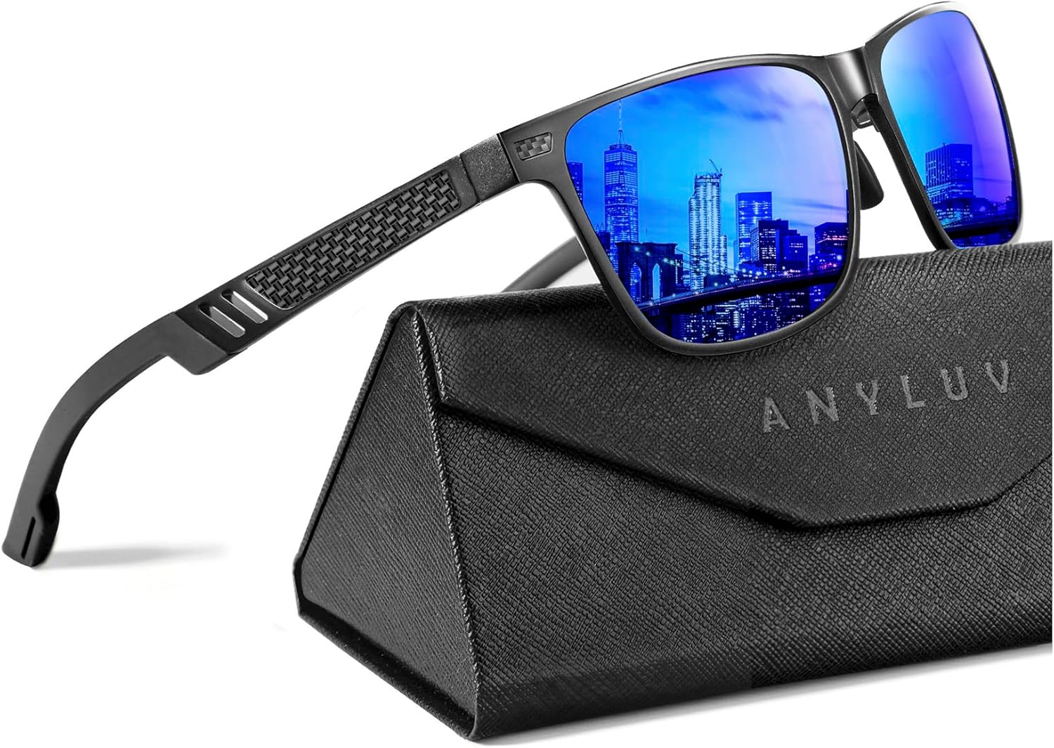 ANYLUV Polarized Sunglasses for Men Premium Al-Mg Frame Square Men\u2019s Sunglasses UV Protection for Fishing
