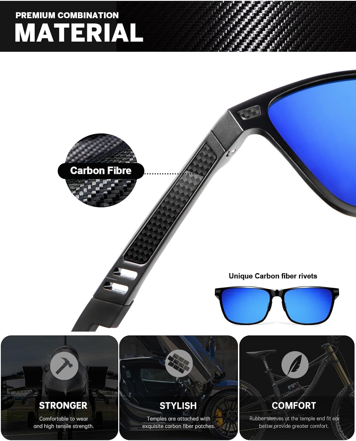 ANYLUV Polarized Sunglasses for Men Premium Al-Mg Frame Square Men\u2019s Sunglasses UV Protection for Fishing - Image 3
