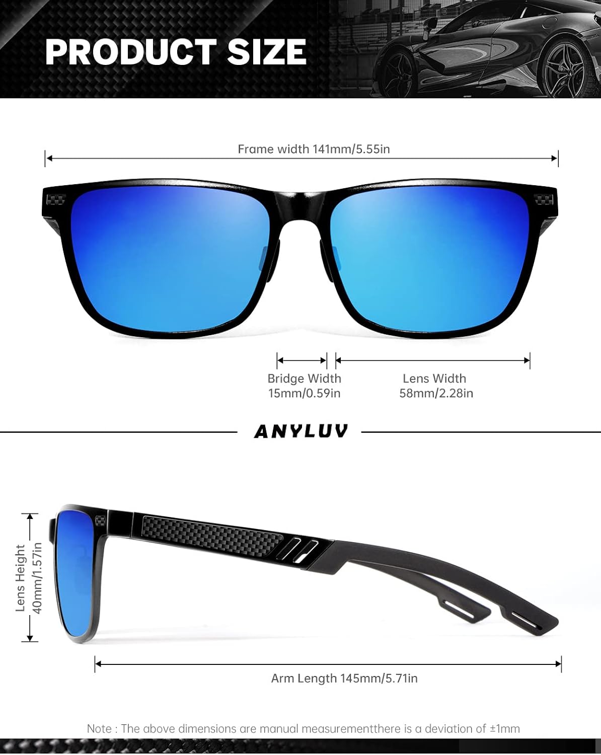 ANYLUV Polarized Sunglasses for Men Premium Al-Mg Frame Square Men\u2019s Sunglasses UV Protection for Fishing - Image 6