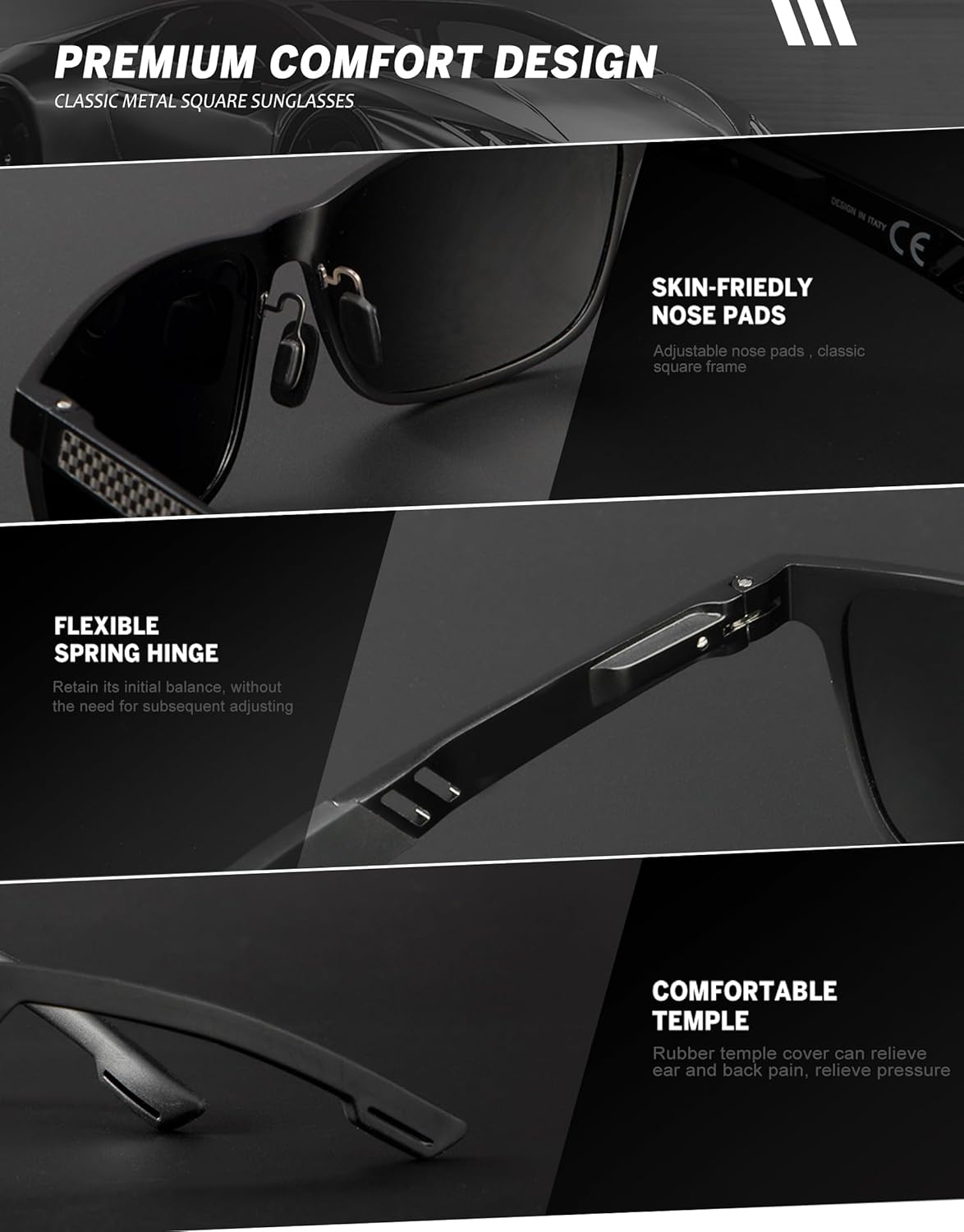 ANYLUV Polarized Sunglasses for Men Premium Al-Mg Frame Square Men\u2019s Sunglasses UV Protection for Fishing - Image 4