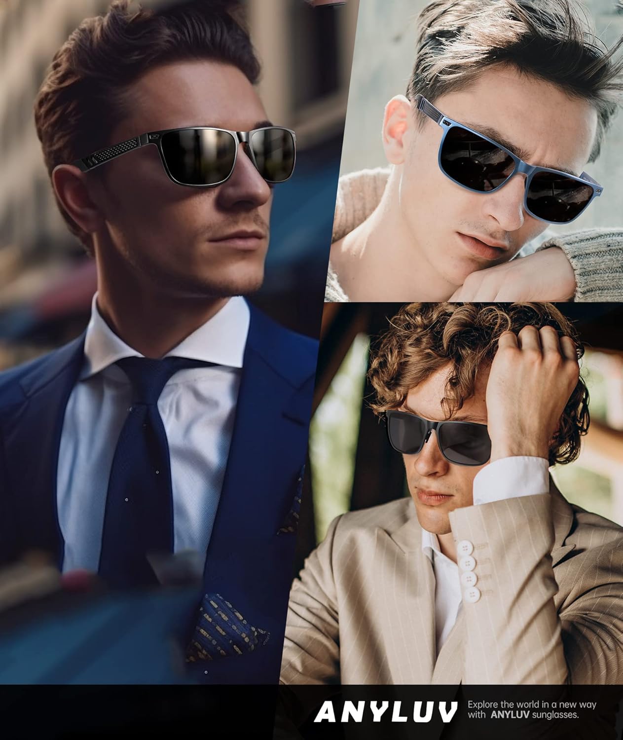 ANYLUV Polarized Sunglasses for Men Premium Al-Mg Frame Square Men\u2019s Sunglasses UV Protection for Fishing - Image 2