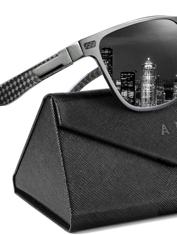 ANYLUV Polarized Upgraded Carbon Fiber Temple Sunglasses for Men Lightweight Square Mens Sunglasses Fishing UV Protection