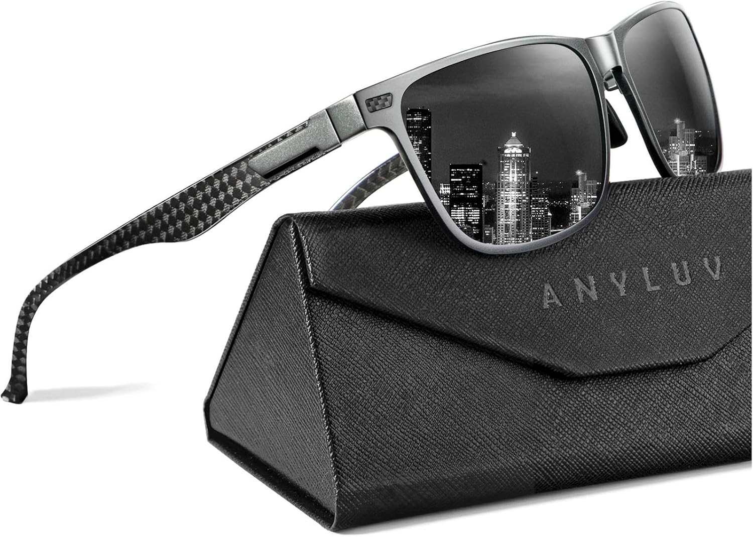 ANYLUV Polarized Upgraded Carbon Fiber Temple Sunglasses for Men Lightweight Square Mens Sunglasses Fishing UV Protection