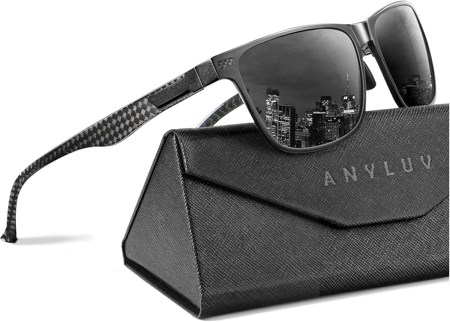 ANYLUV Polarized Upgraded Carbon Fiber Temple Sunglasses for Men Lightweight Square Mens Sunglasses Fishing UV Protection
