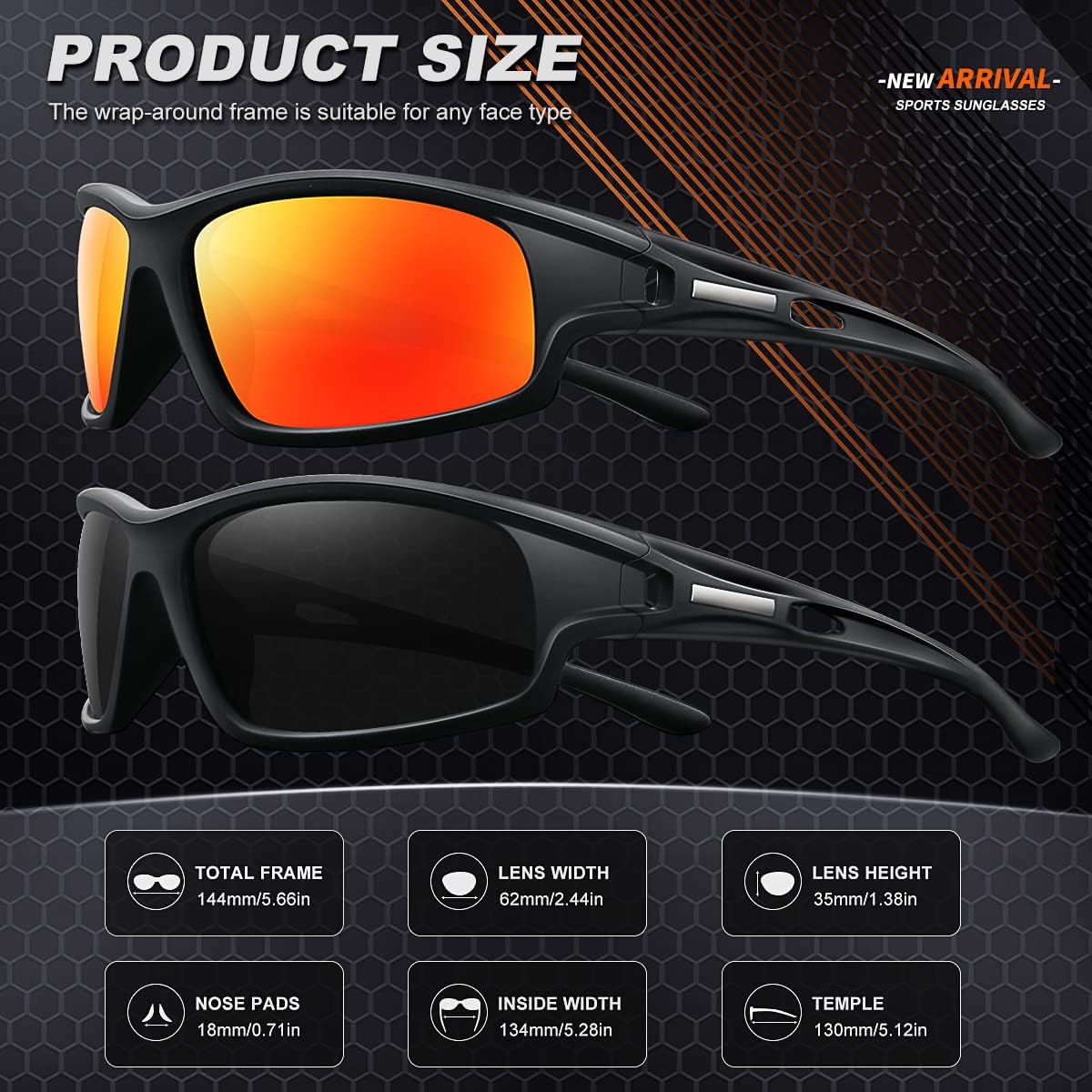 AWGSEE Polarized Sports Sunglasses for Men 100% UV Protection Wrap Around Unbreakable Sun Glasses for Fishing Driving - Image 4
