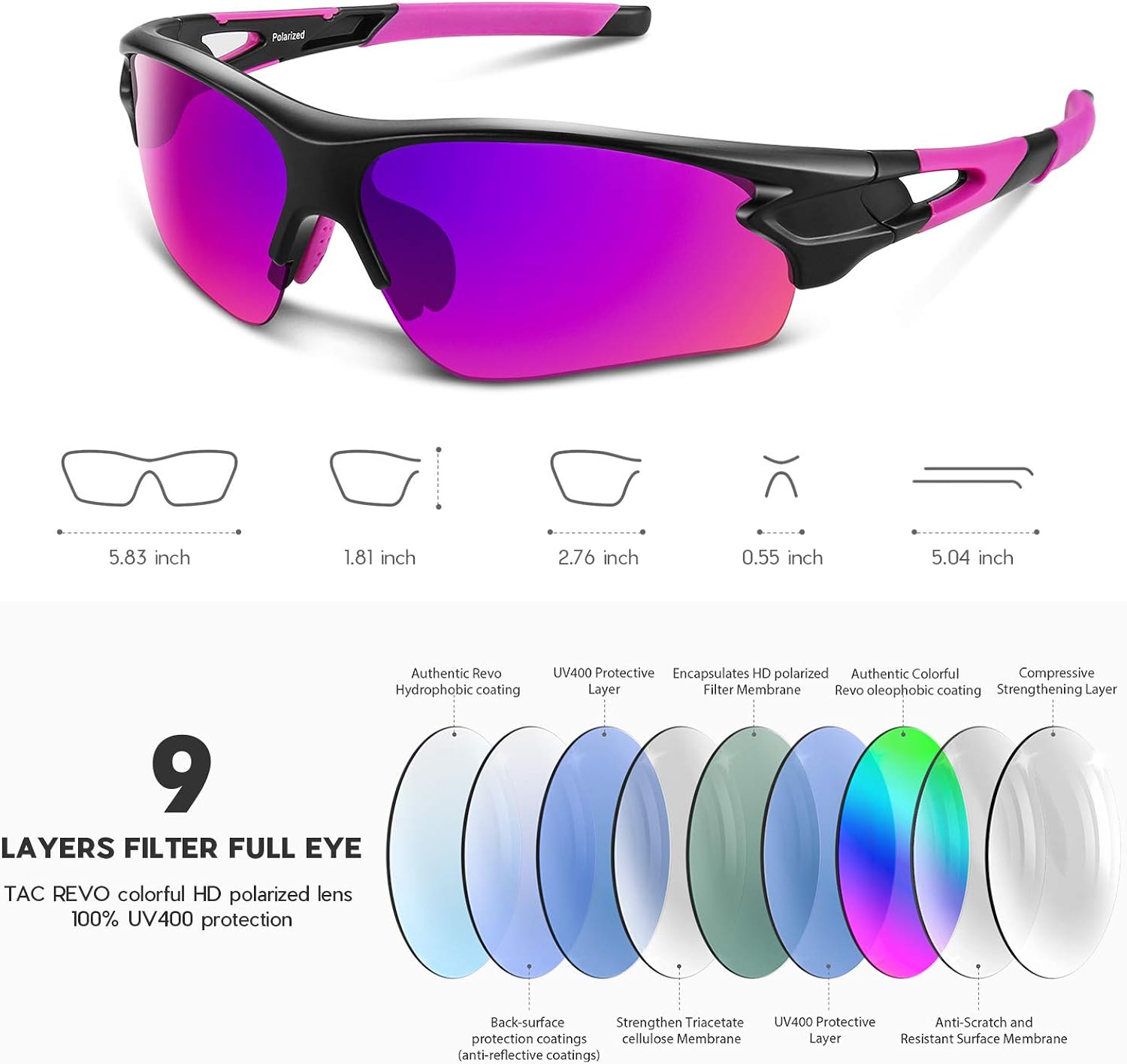 BEACOOL Polarized Sports Sunglasses for Men Women Youth Baseball Fishing Cycling Running Golf Motorcycle Tac Glasses UV400 - Image 3