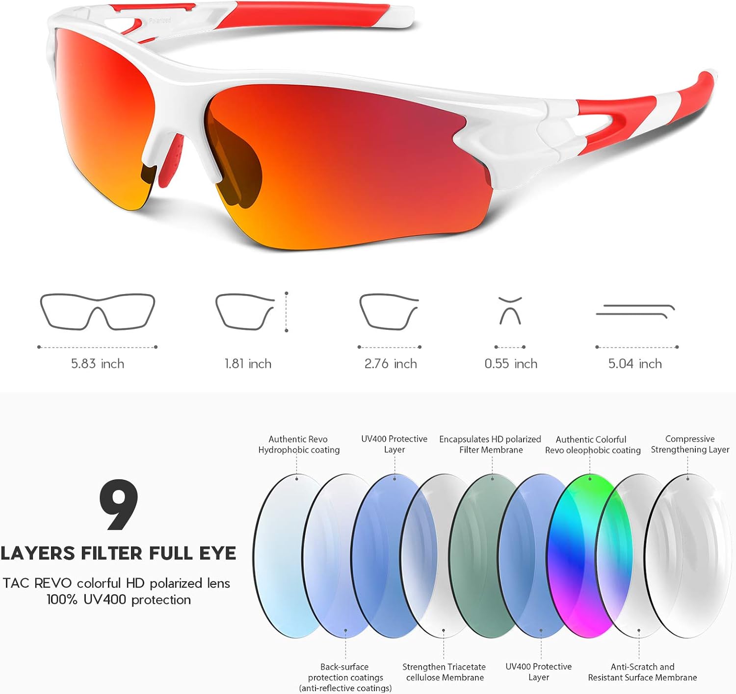 BEACOOL Polarized Sports Sunglasses for Men Women Youth Baseball Fishing Cycling Running Golf Motorcycle Tac Glasses UV400 - Image 3