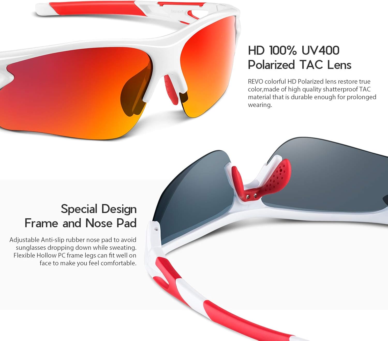 BEACOOL Polarized Sports Sunglasses for Men Women Youth Baseball Fishing Cycling Running Golf Motorcycle Tac Glasses UV400 - Image 4
