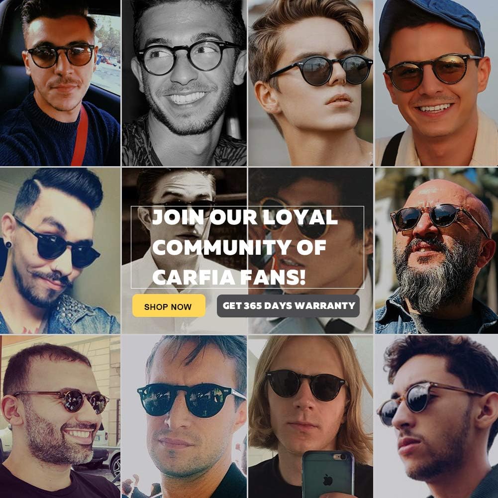 CARFIA Vintage Polarized Sunglasses for Men UV400 Protection Retro Fashion Eyewear Hand-crafted Acetate Frame CA5288L - Image 2