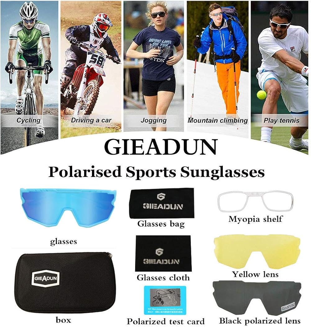 GIEADUN Sports Sunglasses Cycling Glasses Polarized Cycling, Baseball,Fishing, Ski Running,Golf - Image 6