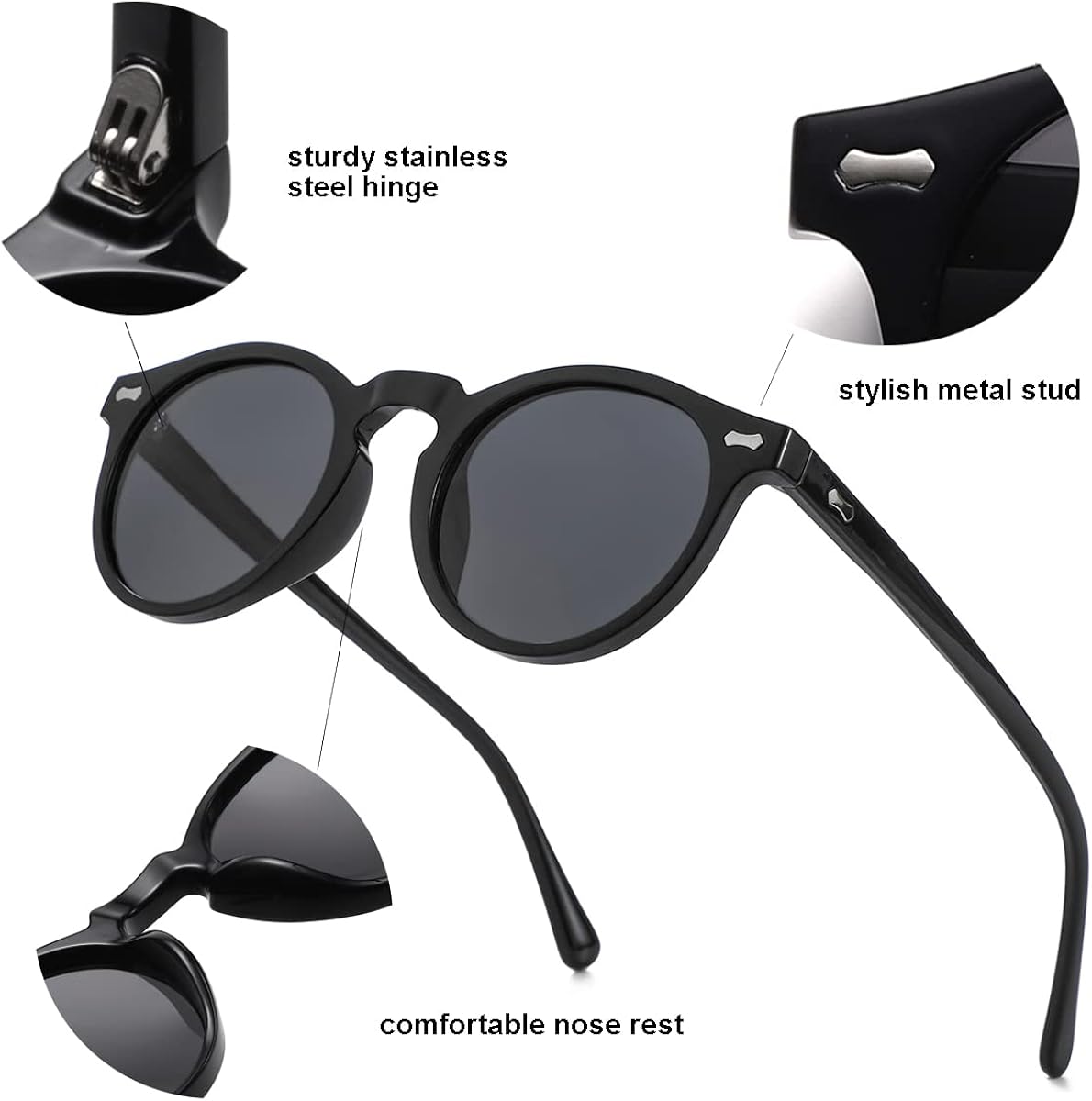 Gleyemor Vintage Polarized Sunglasses for Men Round Sunglasses UV400 Protection Retro Hand-crafted Acetate Frame - Image 4