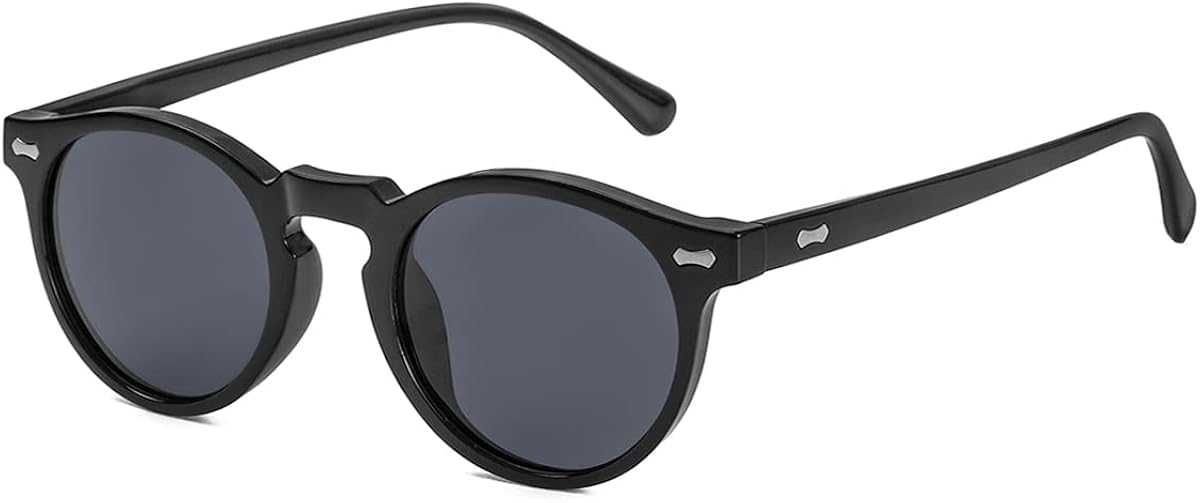 Gleyemor Vintage Polarized Sunglasses for Men Round Sunglasses UV400 Protection Retro Hand-crafted Acetate Frame