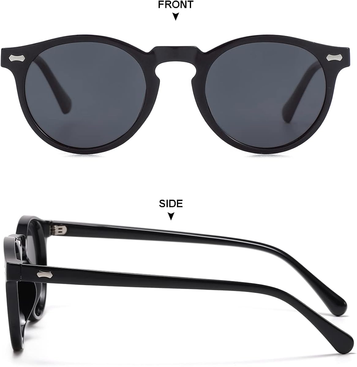 Gleyemor Vintage Polarized Sunglasses for Men Round Sunglasses UV400 Protection Retro Hand-crafted Acetate Frame - Image 3