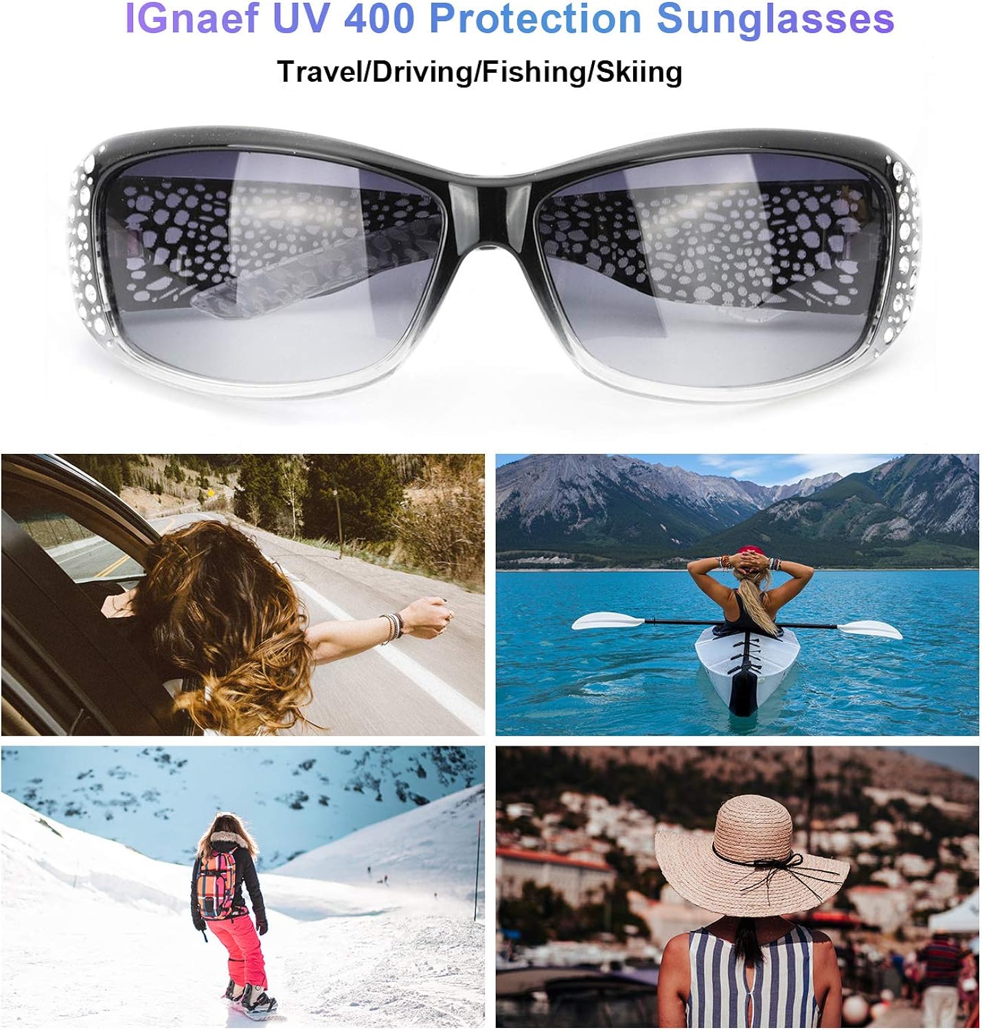 IGnaef Polarized Sunglasses for Women, Rhinestone Women Sunglasses UV400 Protection for Driving\/Fishing\/Shopping - Image 5