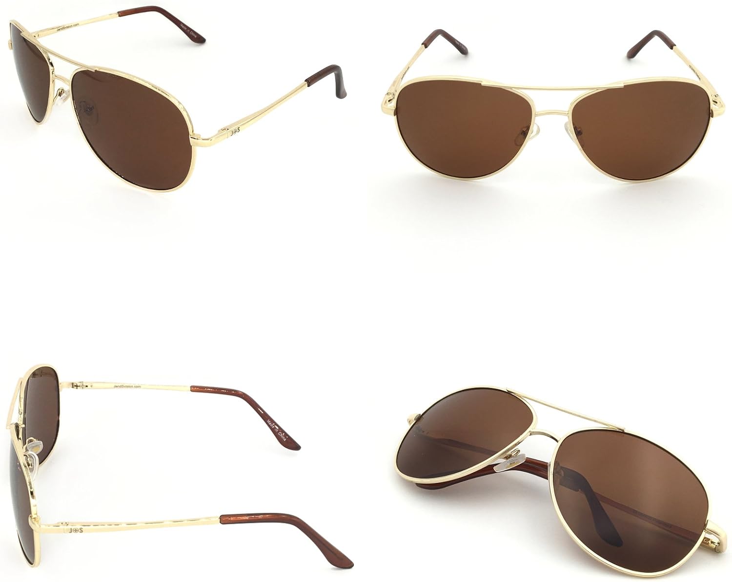 J+S Premium Military Style Classic Aviator Sunglasses, Polarized, 100% UV protection - Image 4