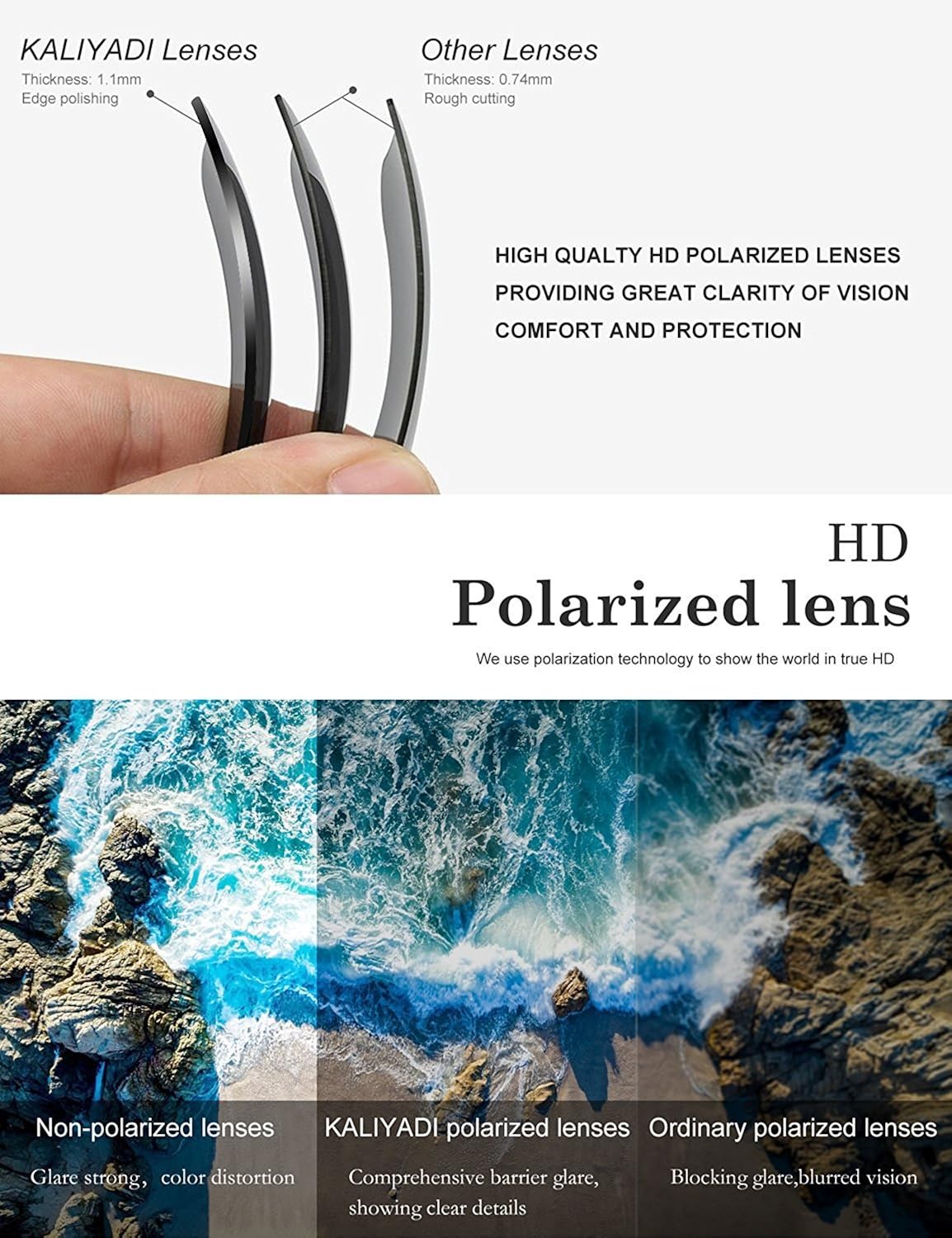 KALIYADI Polarized Sunglasses for Men and Women Semi-Rimless Frame Driving Sun glasses UV Blocking - Image 6