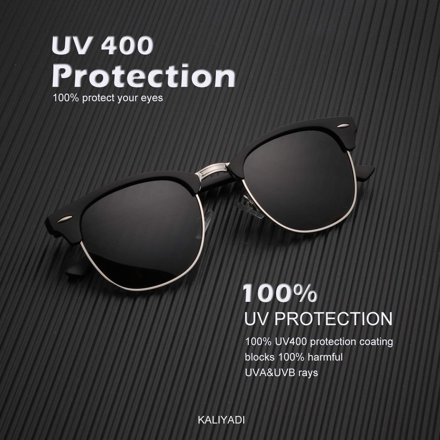 KALIYADI Polarized Sunglasses for Men and Women Semi-Rimless Frame Driving Sun glasses UV Blocking - Image 4