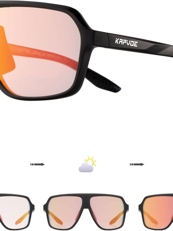 KAPVOE Photochromic Cycling Glasses for Men Women Sports Sunglasses MTB Biking Sunglasses UV Protection