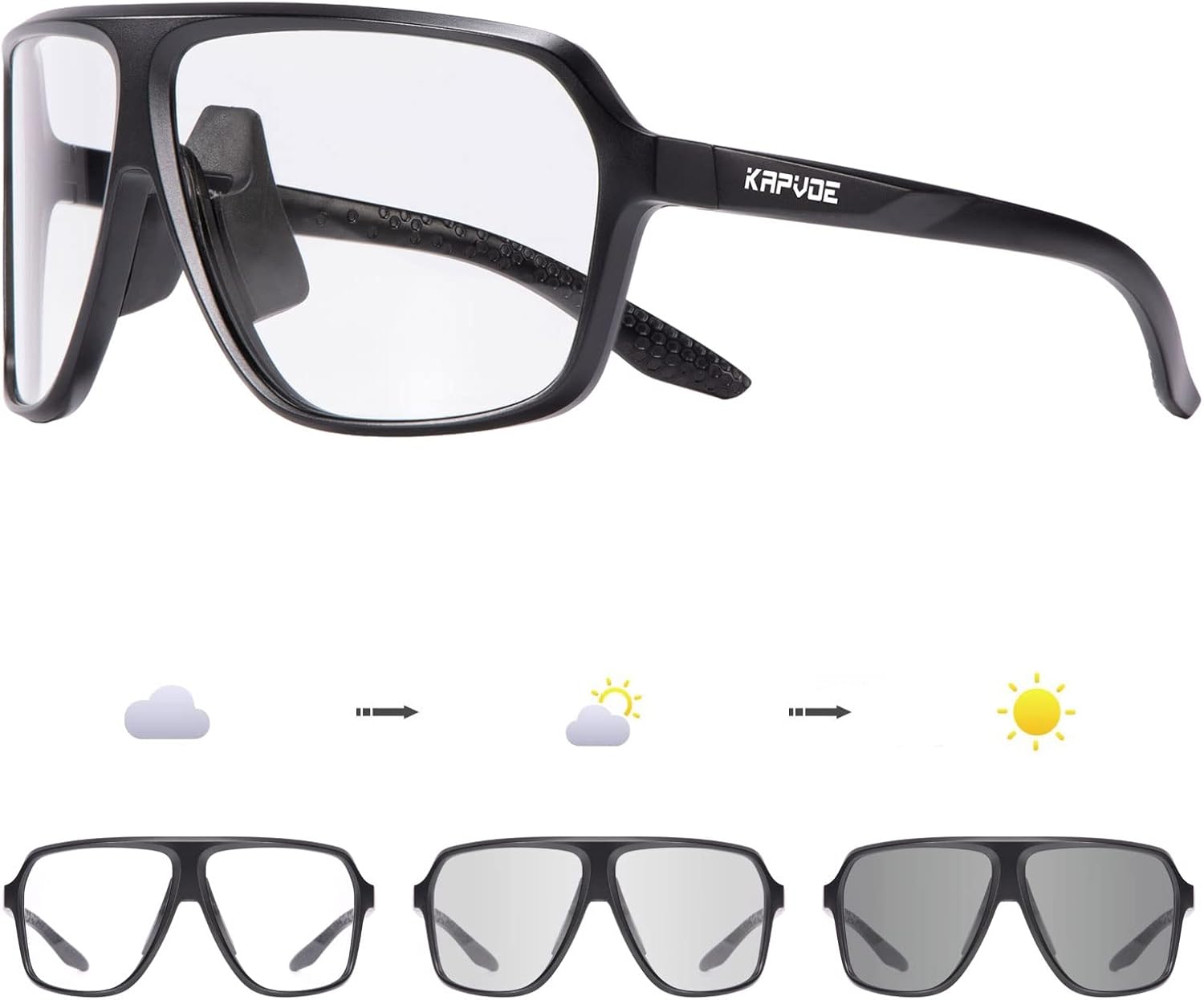 KAPVOE Photochromic Cycling Glasses for Men Women Sports Sunglasses MTB Biking Sunglasses UV Protection - Image 15