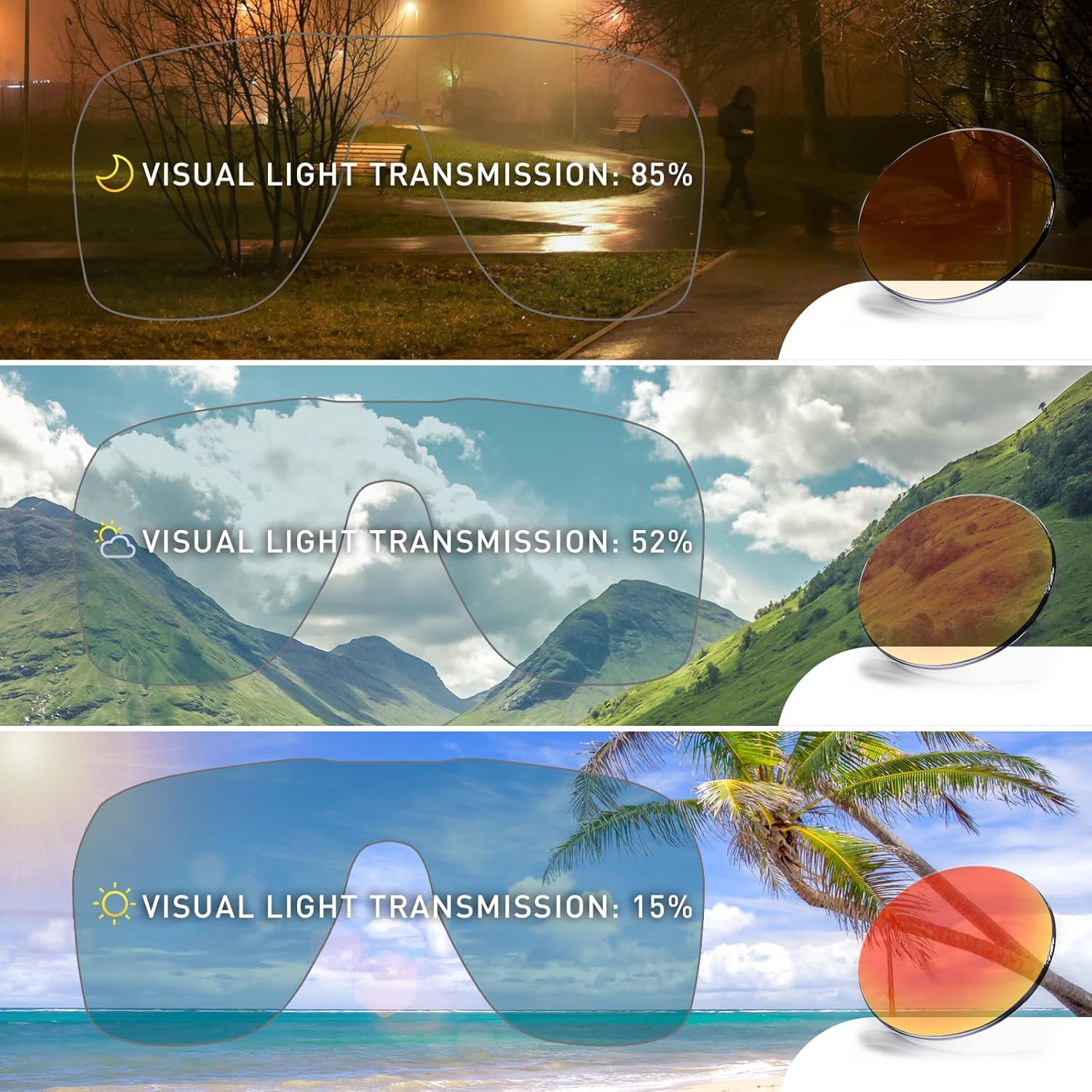 KAPVOE Photochromic Cycling Glasses for Men Women Sports Sunglasses MTB Biking Sunglasses UV Protection - Image 3