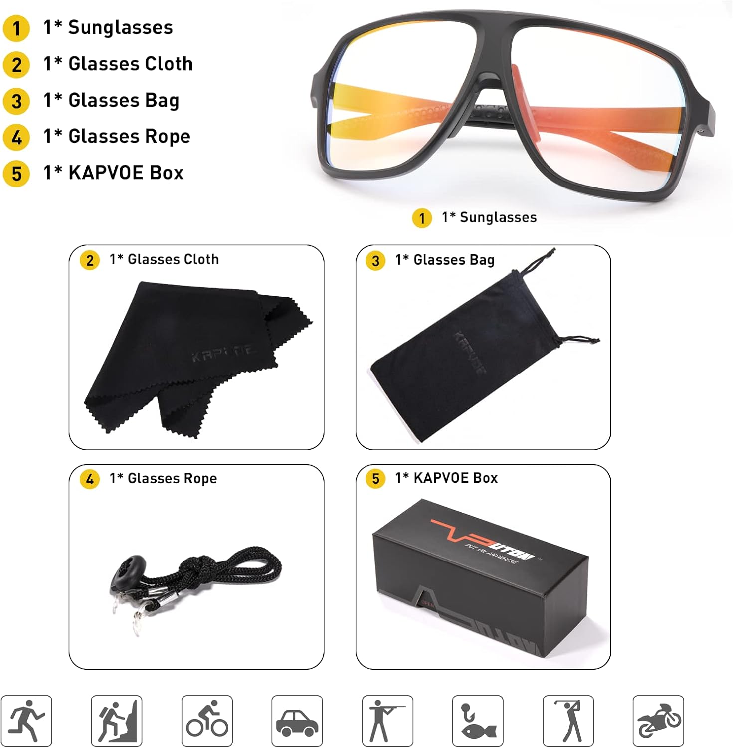 KAPVOE Photochromic Cycling Glasses for Men Women Sports Sunglasses MTB Biking Sunglasses UV Protection - Image 6