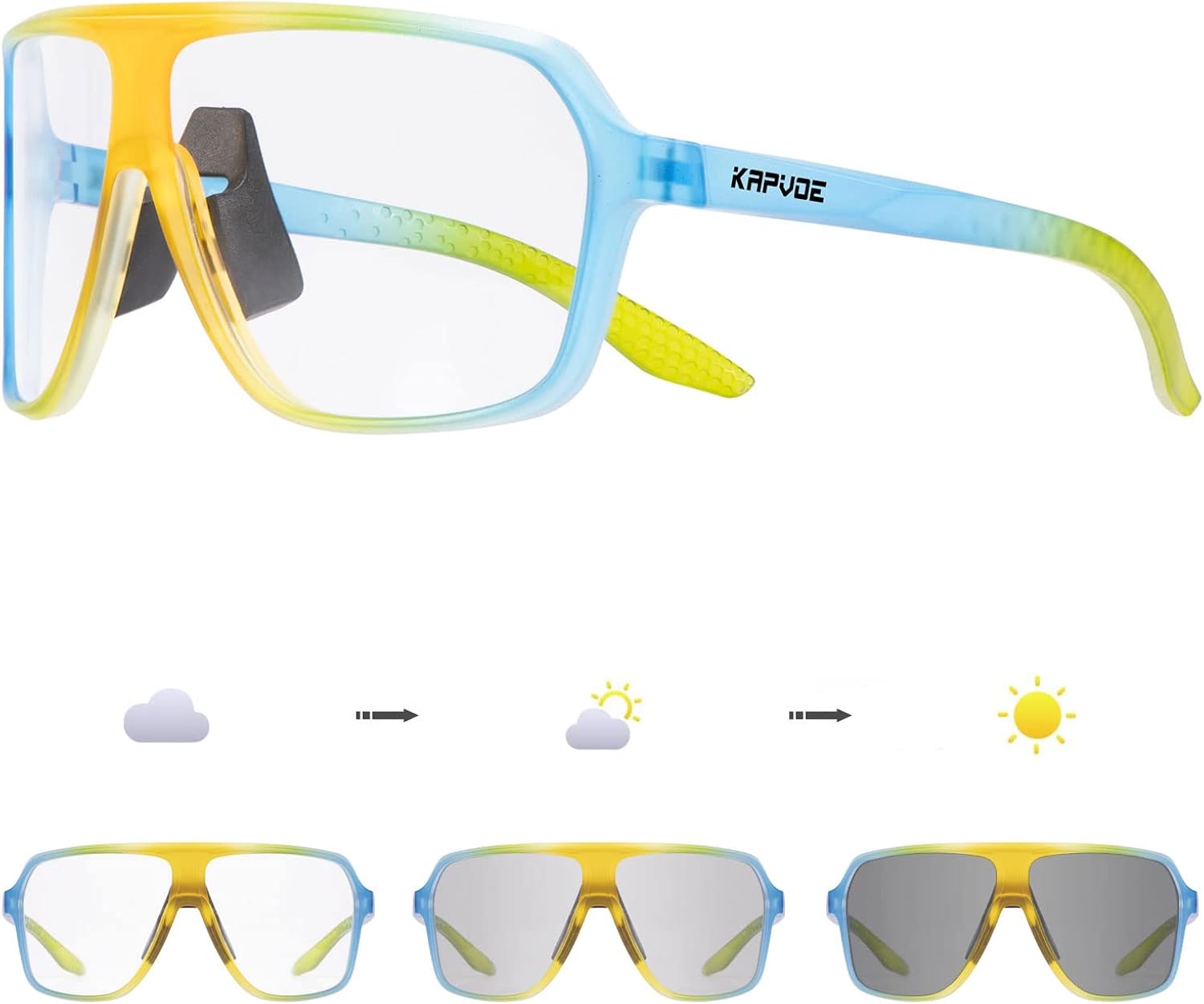 KAPVOE Photochromic Cycling Glasses for Men Women Sports Sunglasses MTB Biking Sunglasses UV Protection - Image 12