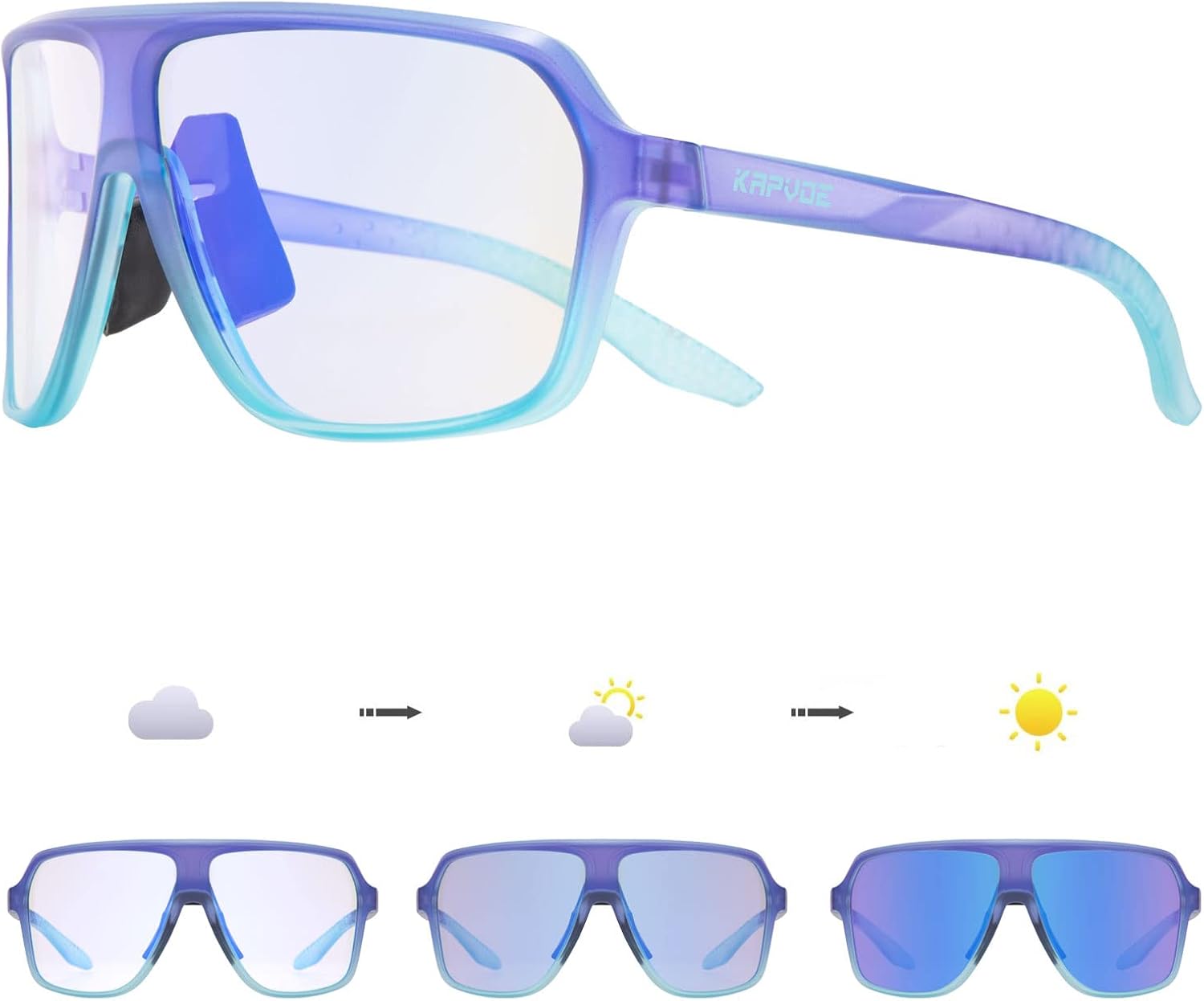 KAPVOE Photochromic Cycling Glasses for Men Women Sports Sunglasses MTB Biking Sunglasses UV Protection - Image 9