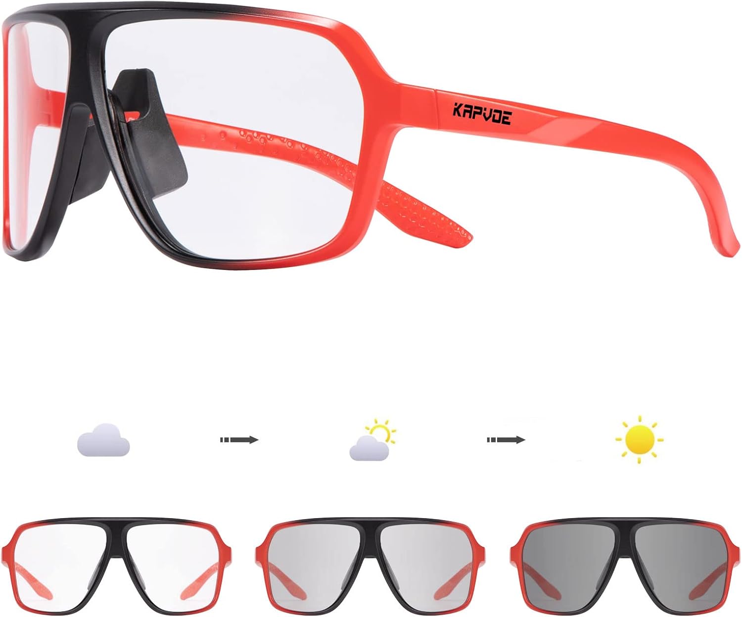 KAPVOE Photochromic Cycling Glasses for Men Women Sports Sunglasses MTB Biking Sunglasses UV Protection - Image 8