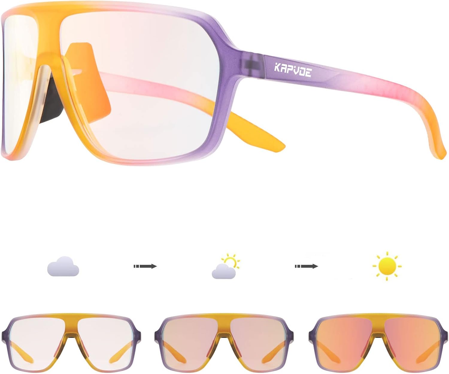 KAPVOE Photochromic Cycling Glasses for Men Women Sports Sunglasses MTB Biking Sunglasses UV Protection - Image 7