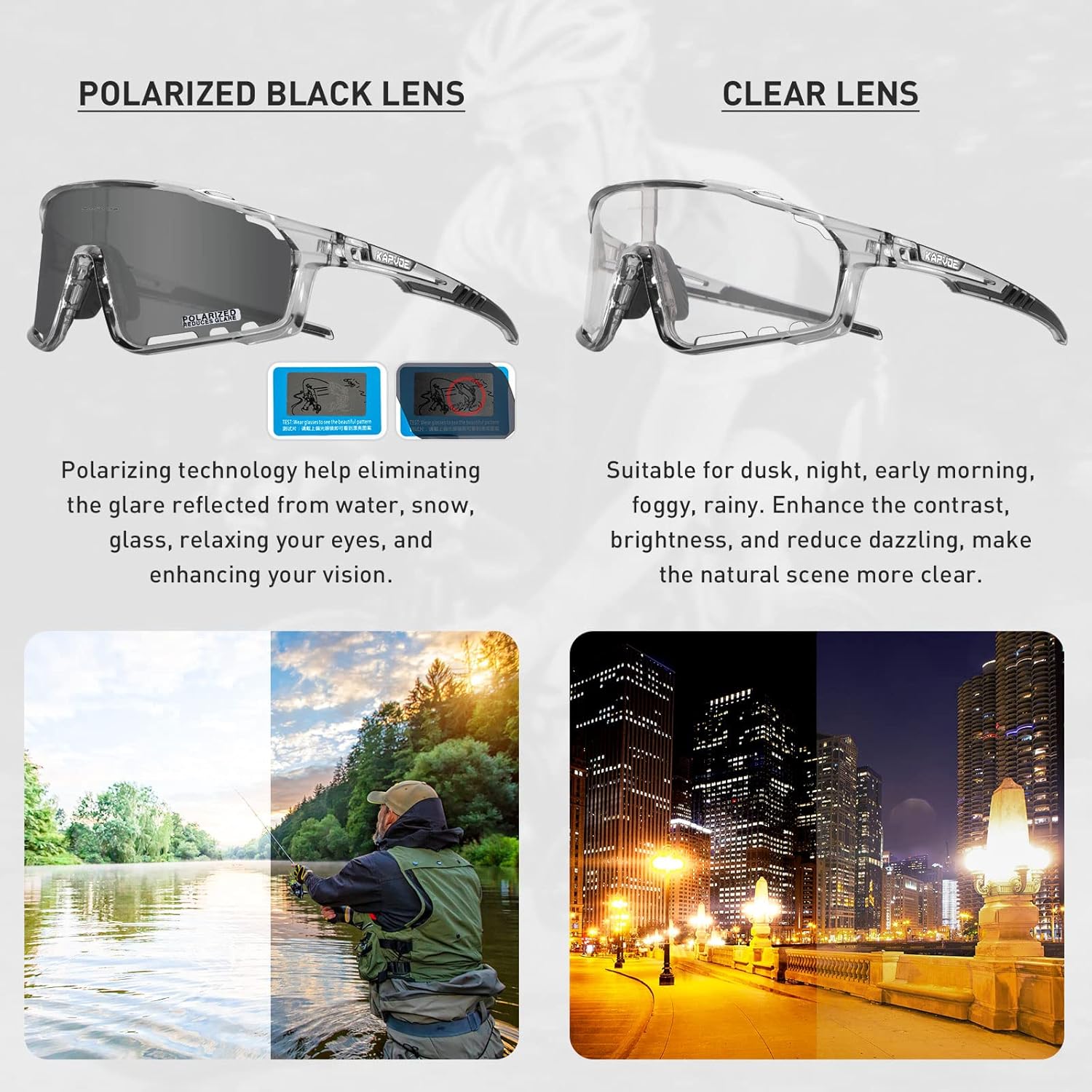 KAPVOE Polarized Cycling Glasses For Men Women Mountain Bike Glasses MTB Riding Glasses TR90 Sport Sunglasses Running Bicycle - Image 4