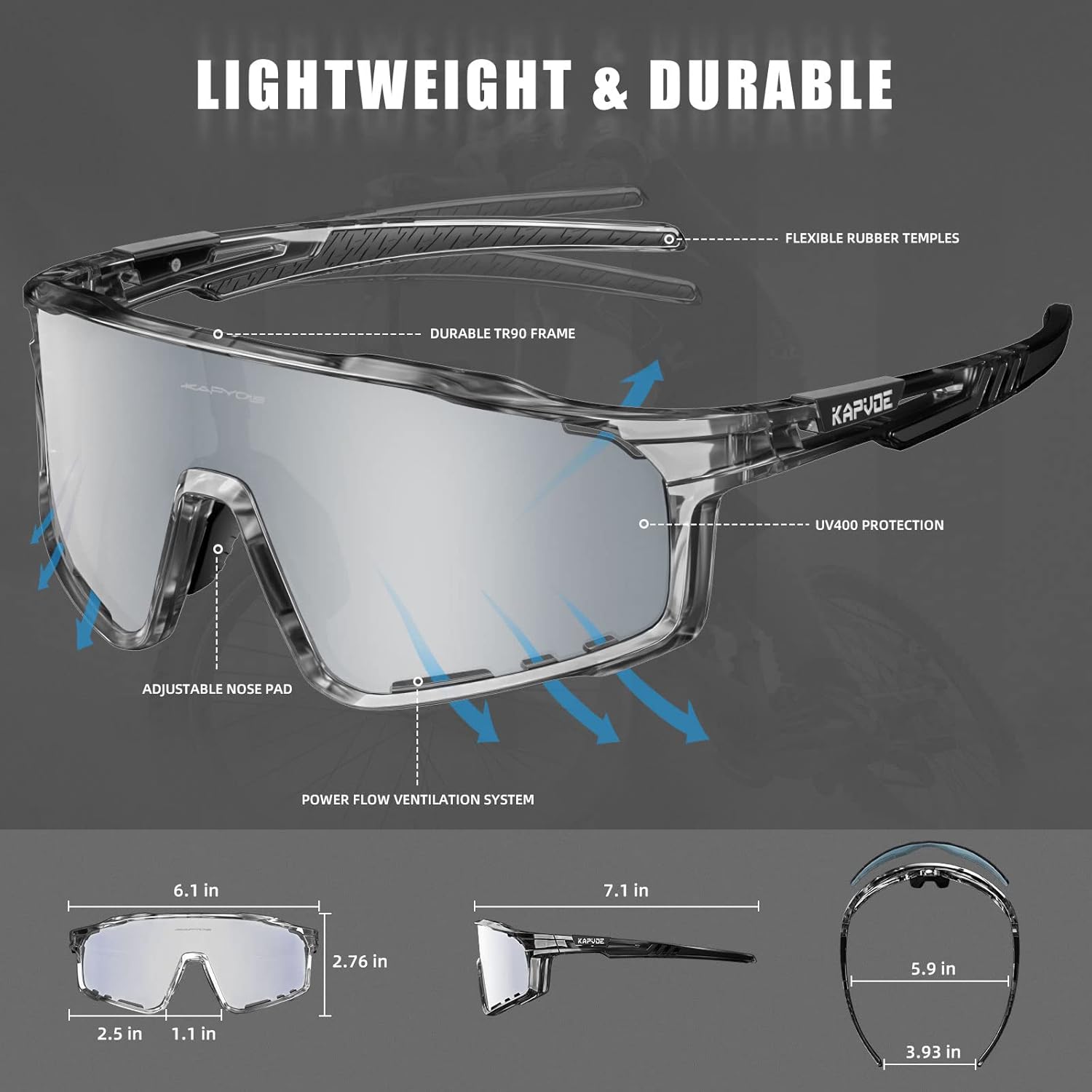 KAPVOE Polarized Cycling Glasses For Men Women Mountain Bike Glasses MTB Riding Glasses TR90 Sport Sunglasses Running Bicycle - Image 6