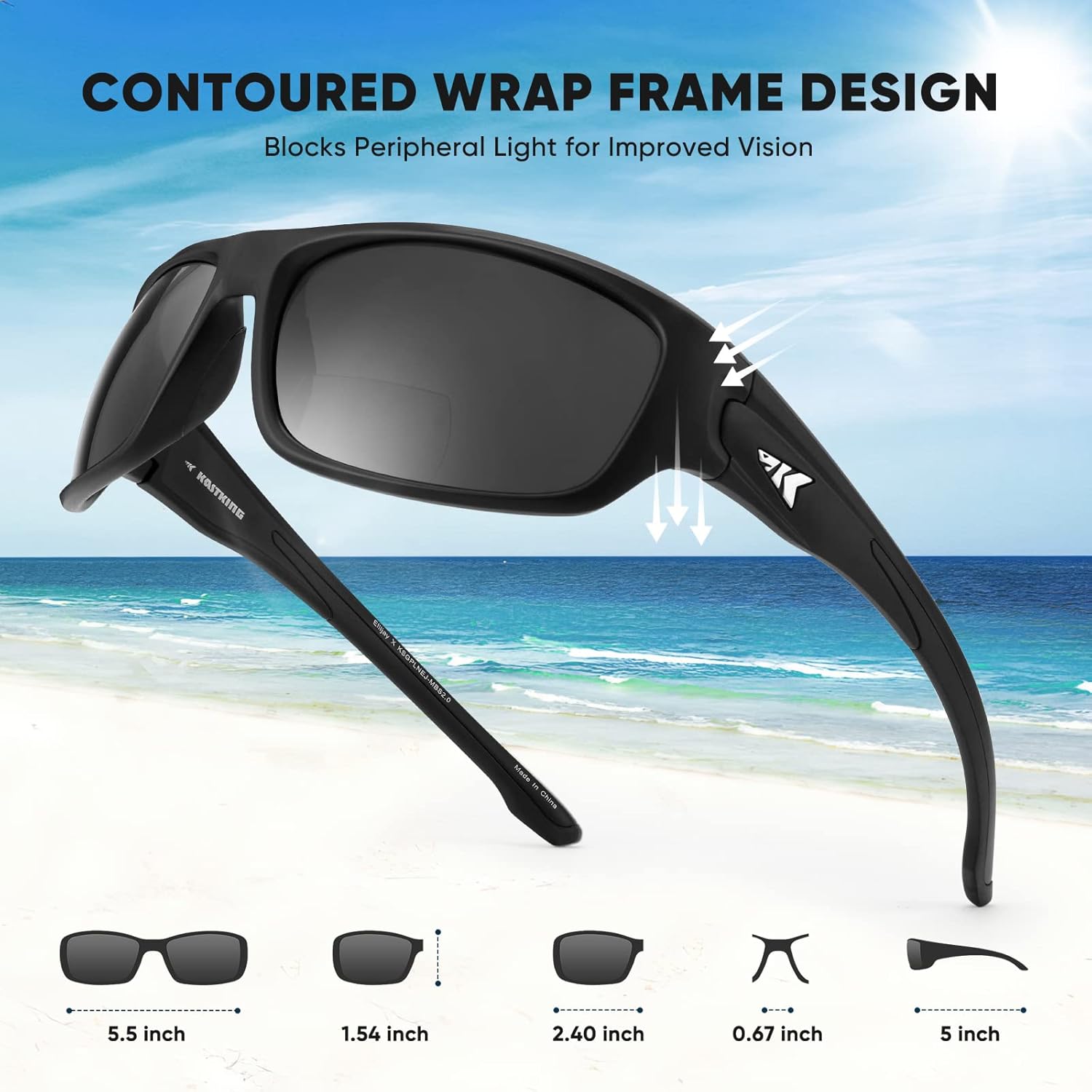 KastKing Ellijay Bifocal Polarized Sunglasses, Bi-Focal x1.5 x2.0 x2.5 Magnifications, Wrap Sport Reader Sunglasses - Image 4