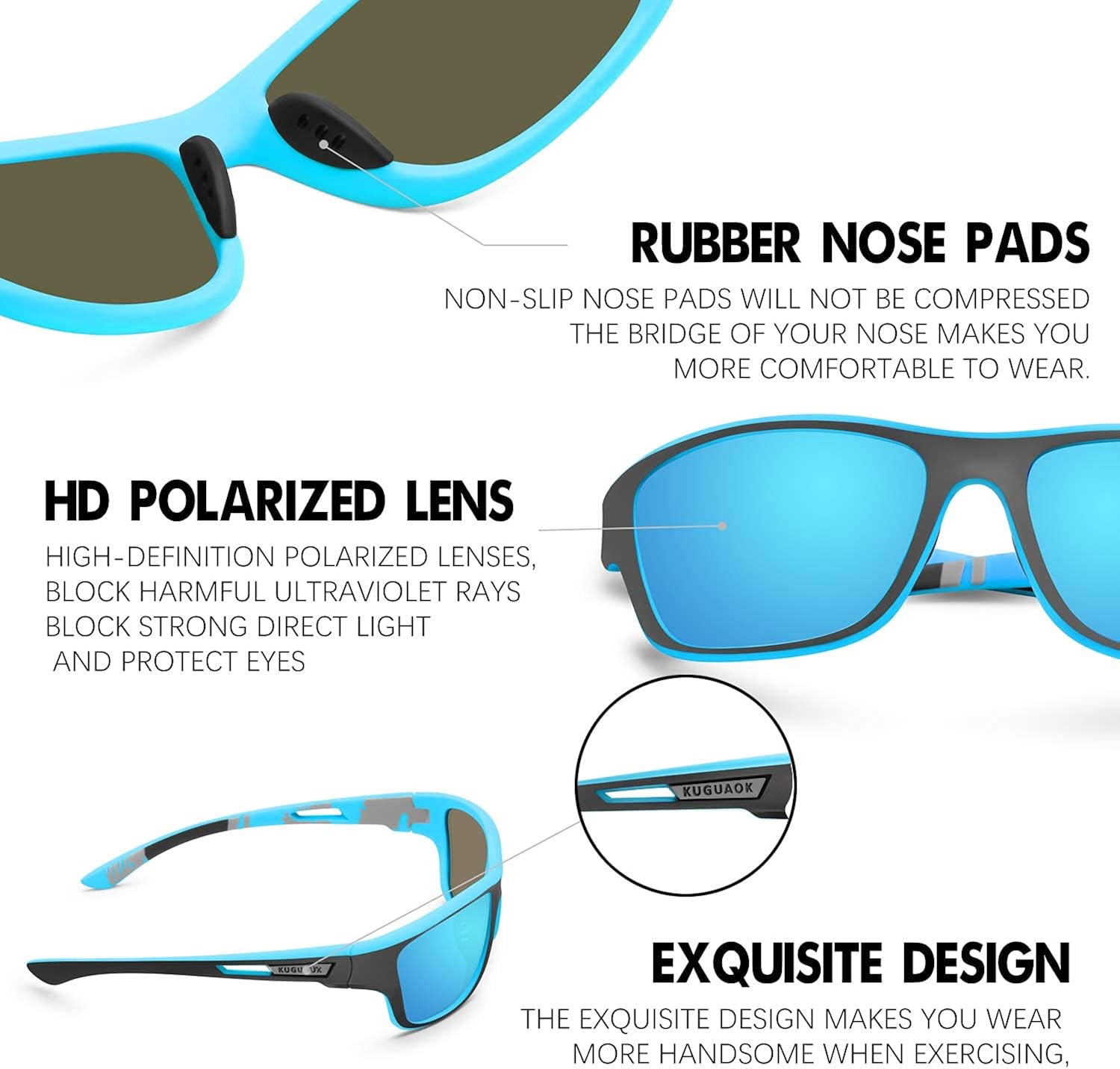 KUGUAOK Polarized Sports Sunglasses for Men Driving Cycling Fishing Sun Glasses 100% UV Protection Goggles - Image 5