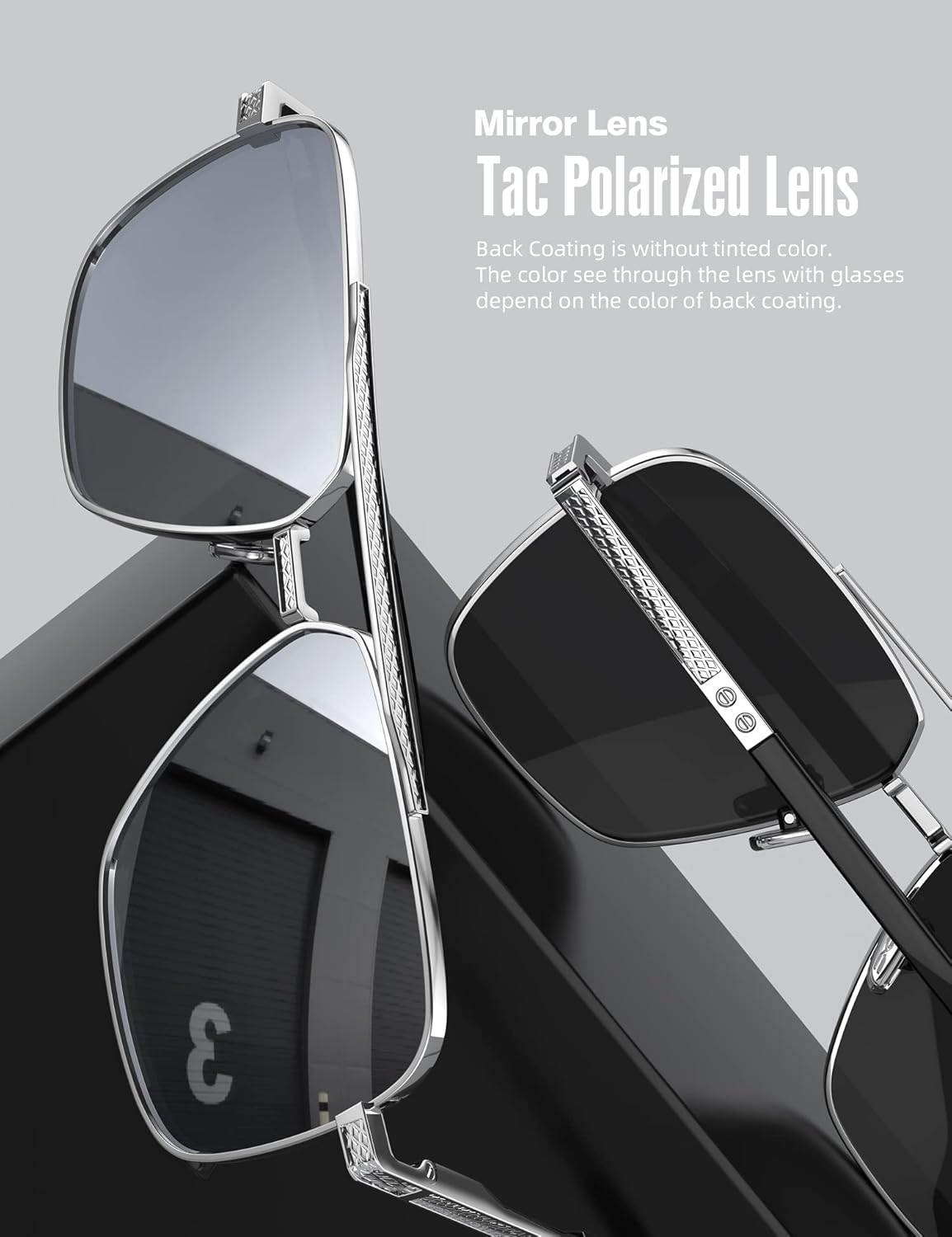 LUENX Aviator Sunglasses for Men, Trendy Retro Oversized Rectangular Frame UV400 Protection - Image 4