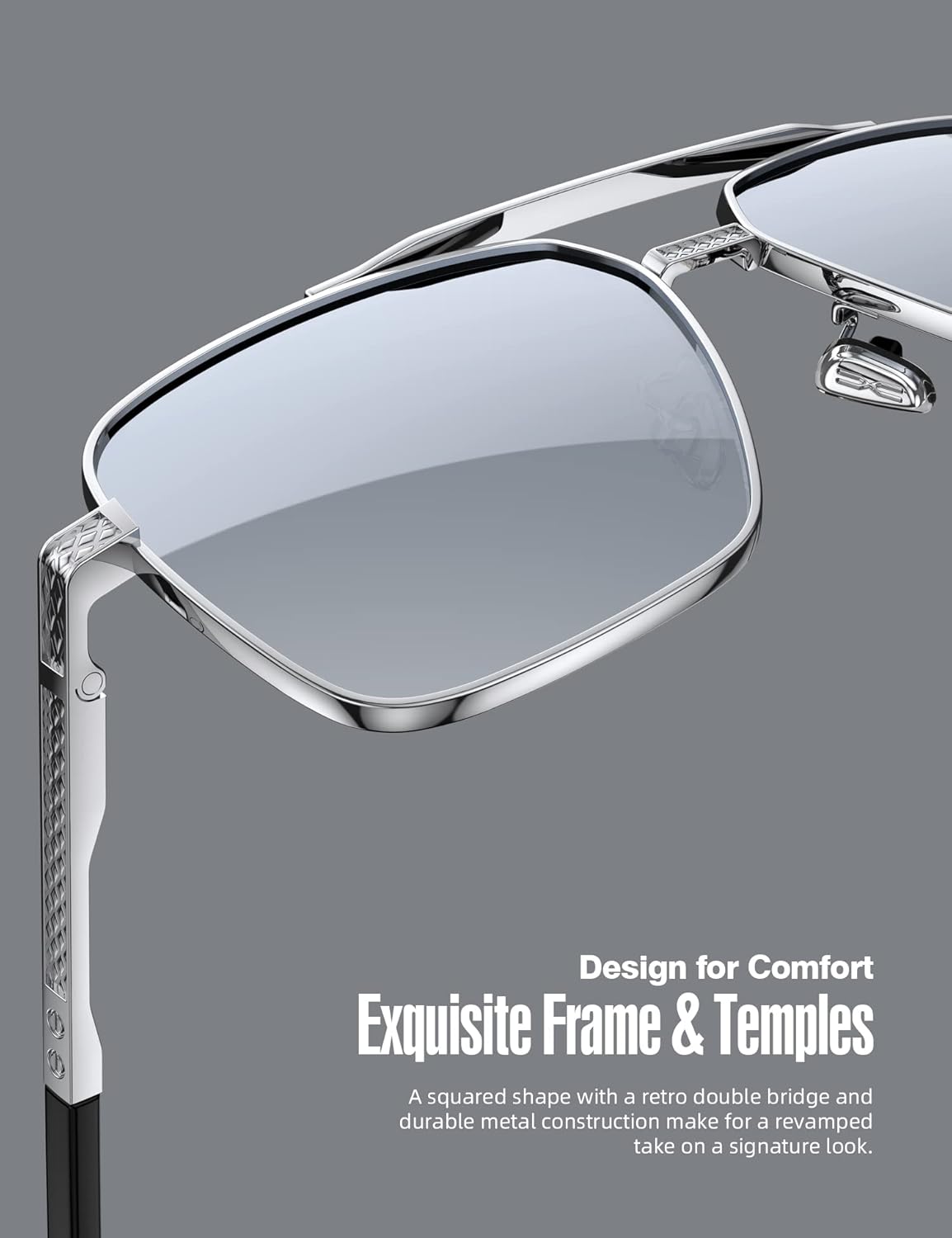 LUENX Aviator Sunglasses for Men, Trendy Retro Oversized Rectangular Frame UV400 Protection - Image 8
