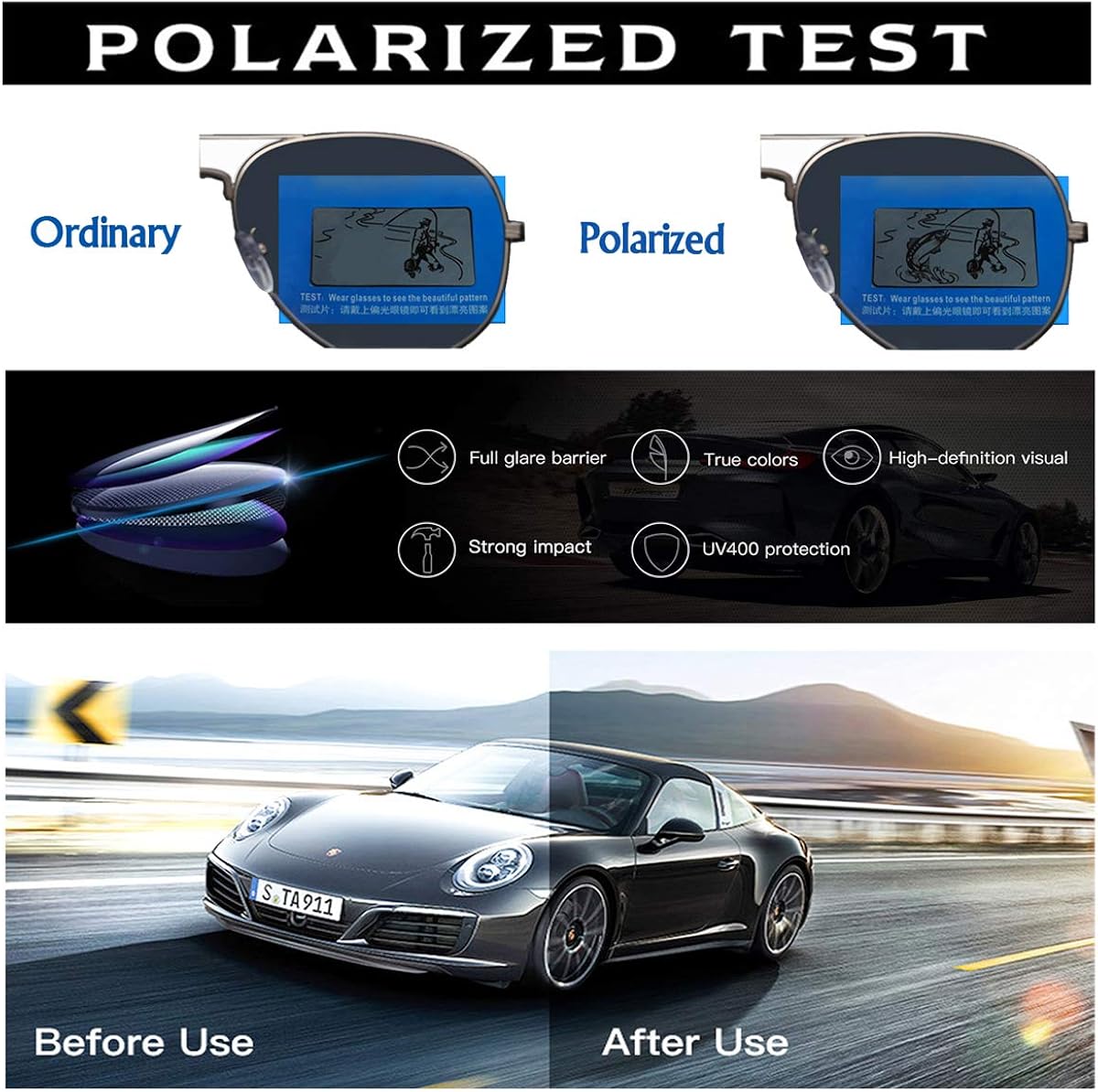 Perfectmiaoxuan Polarized sunglasses for men\/women; light frame; HD pilot lenses; Golf\/driving\/fishing\/travel Eyewear - Image 6