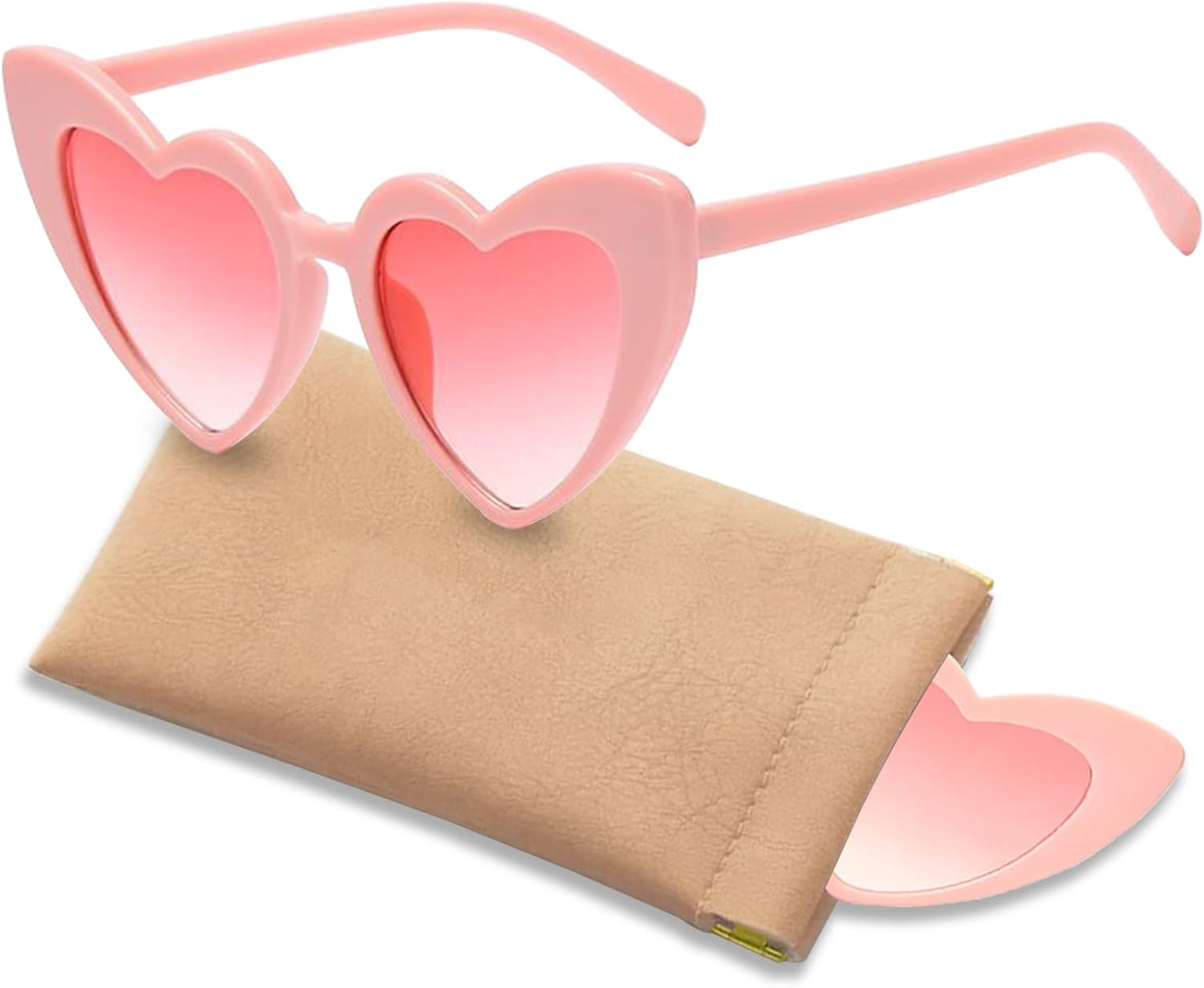 PinPure Heart Shaped Sunglasses for Women,Trendy Love Eyeglasses,Retro Sunglasses With Portable Scratch-Resistant Glasses Bag - Image 10