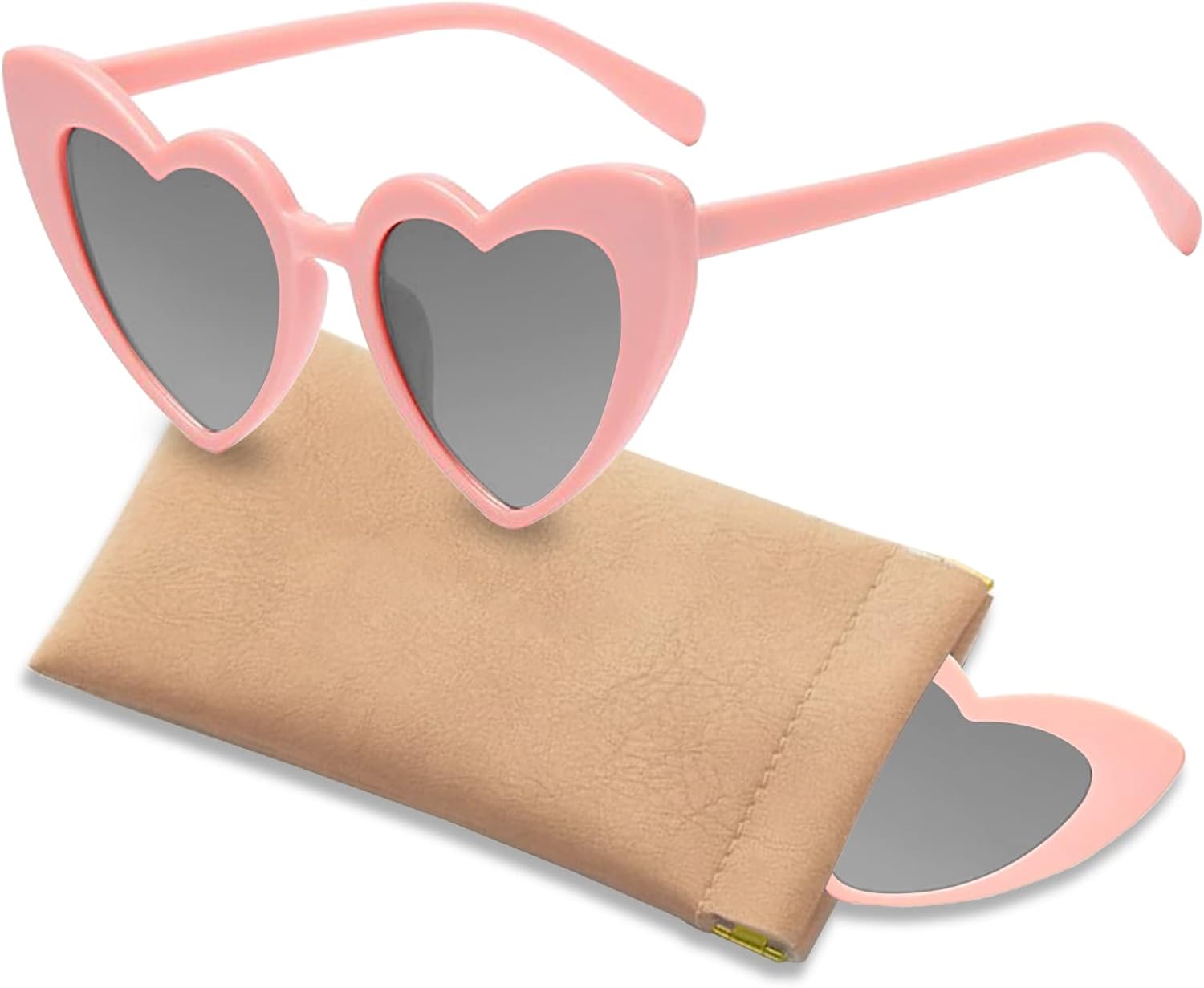 PinPure Heart Shaped Sunglasses for Women,Trendy Love Eyeglasses,Retro Sunglasses With Portable Scratch-Resistant Glasses Bag - Image 8