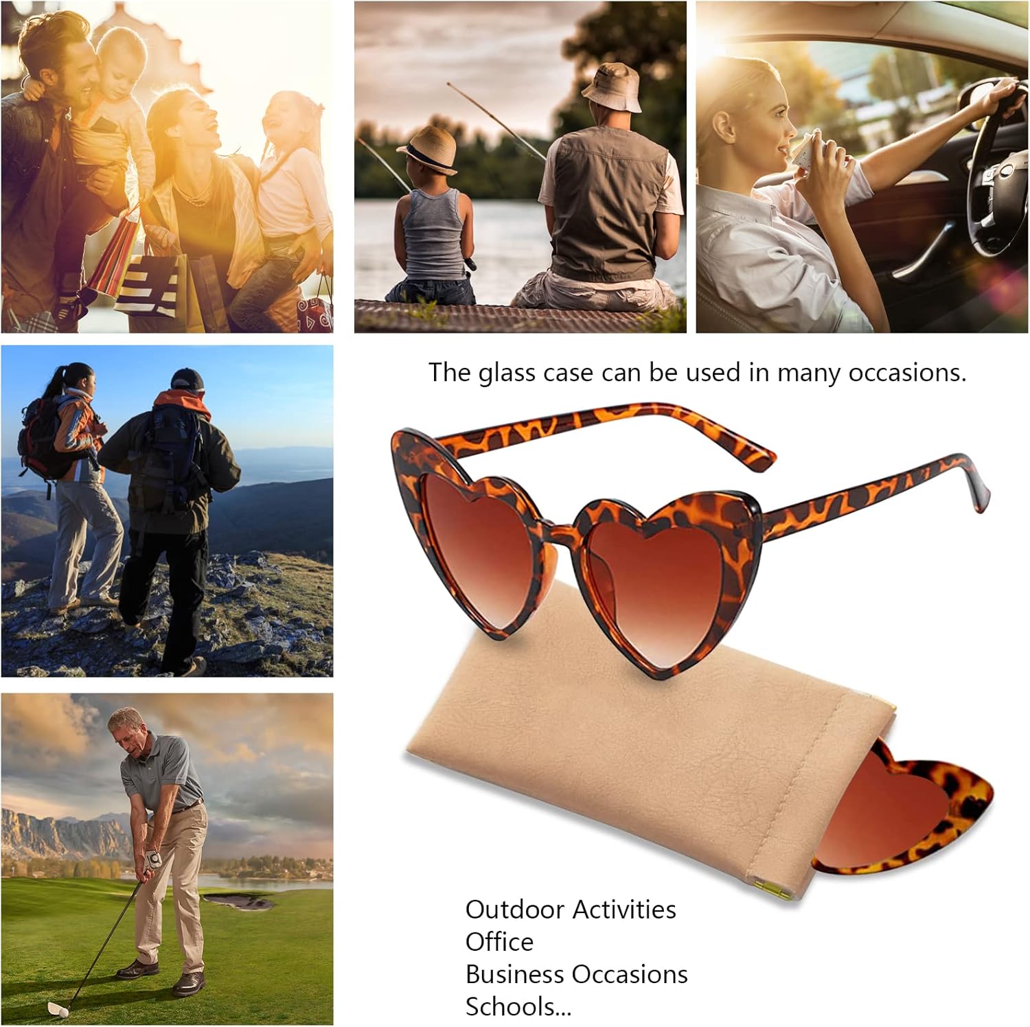 PinPure Heart Shaped Sunglasses for Women,Trendy Love Eyeglasses,Retro Sunglasses With Portable Scratch-Resistant Glasses Bag - Image 6