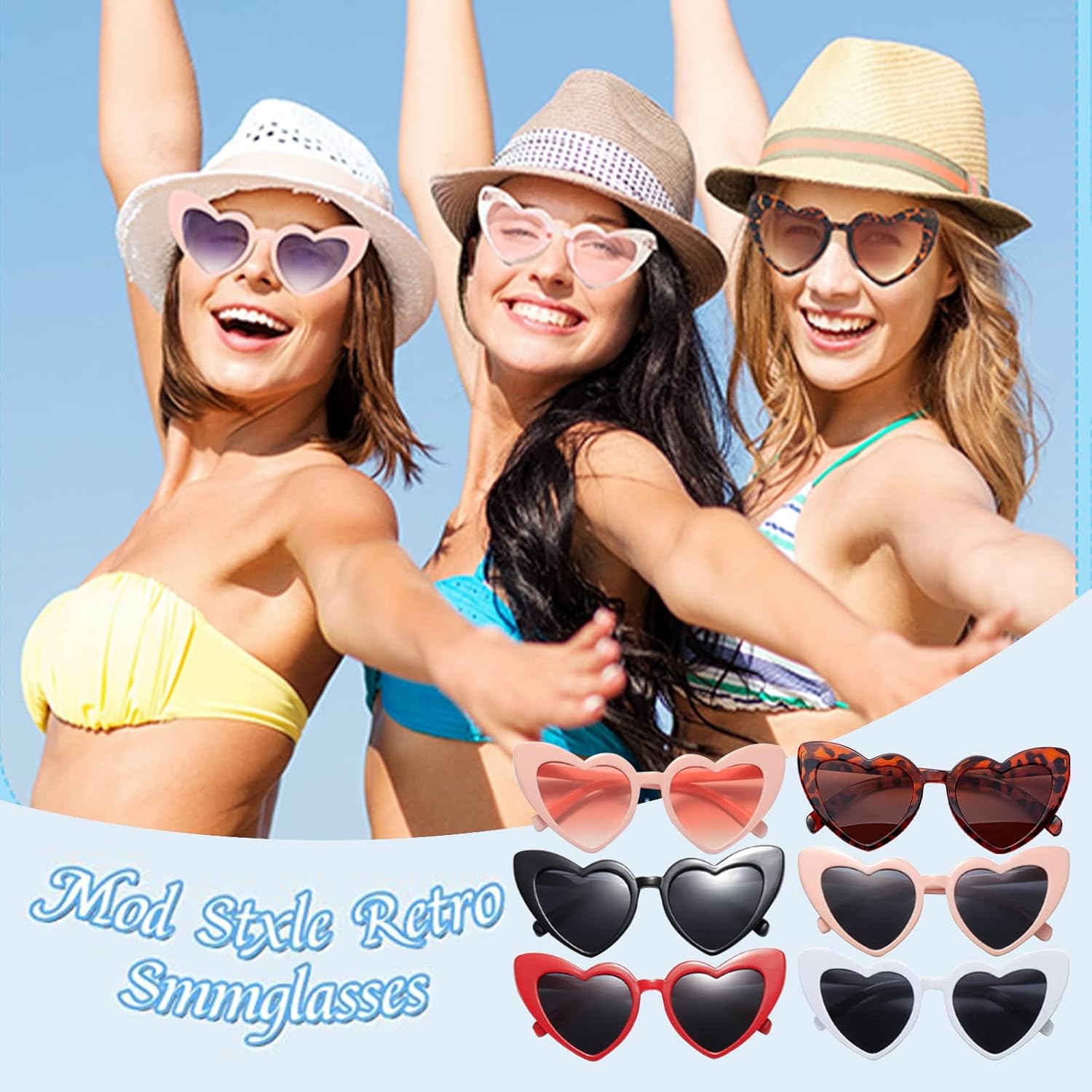 PinPure Heart Shaped Sunglasses for Women,Trendy Love Eyeglasses,Retro Sunglasses With Portable Scratch-Resistant Glasses Bag - Image 5