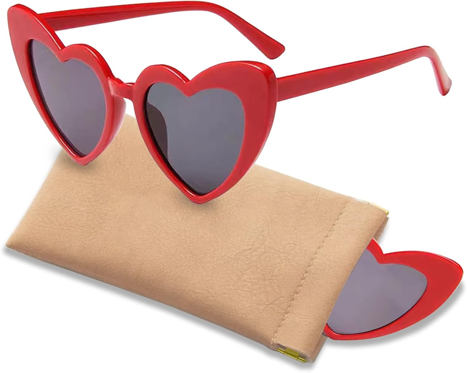 PinPure Heart Shaped Sunglasses for Women,Trendy Love Eyeglasses,Retro Sunglasses With Portable Scratch-Resistant Glasses Bag - Image 11