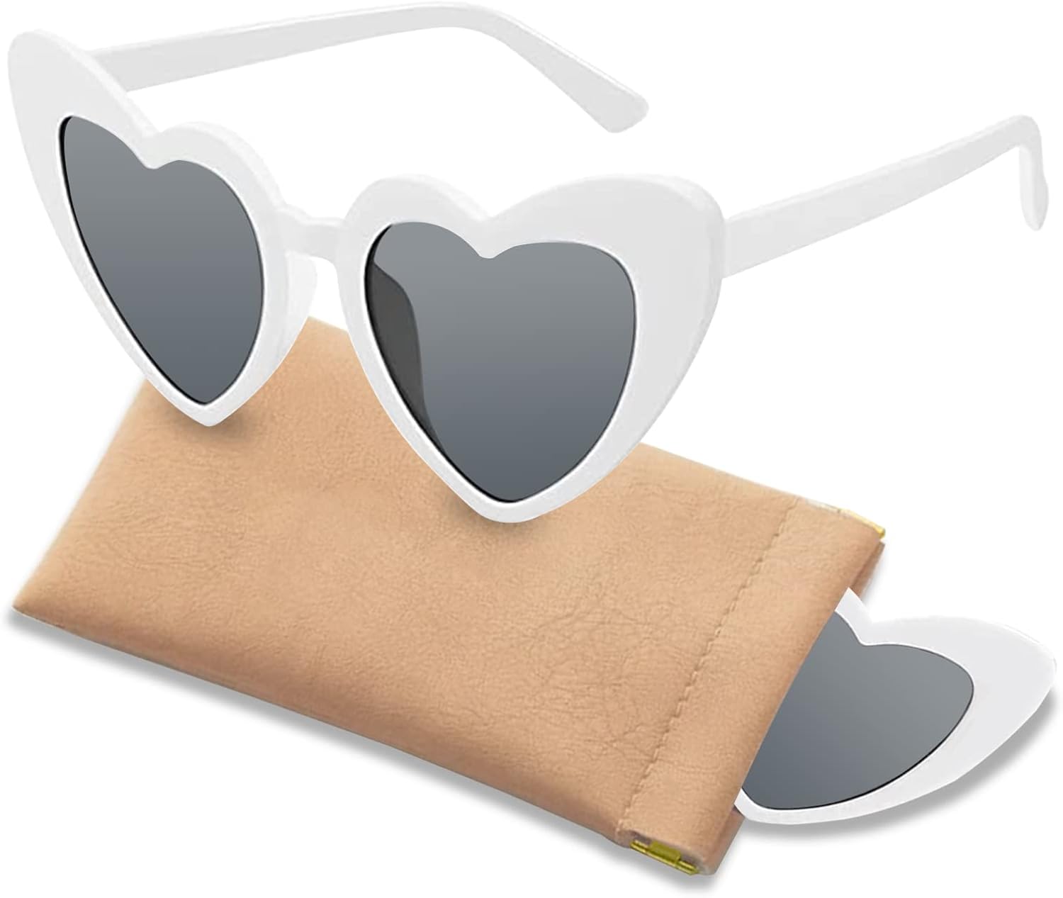 PinPure Heart Shaped Sunglasses for Women,Trendy Love Eyeglasses,Retro Sunglasses With Portable Scratch-Resistant Glasses Bag - Image 9