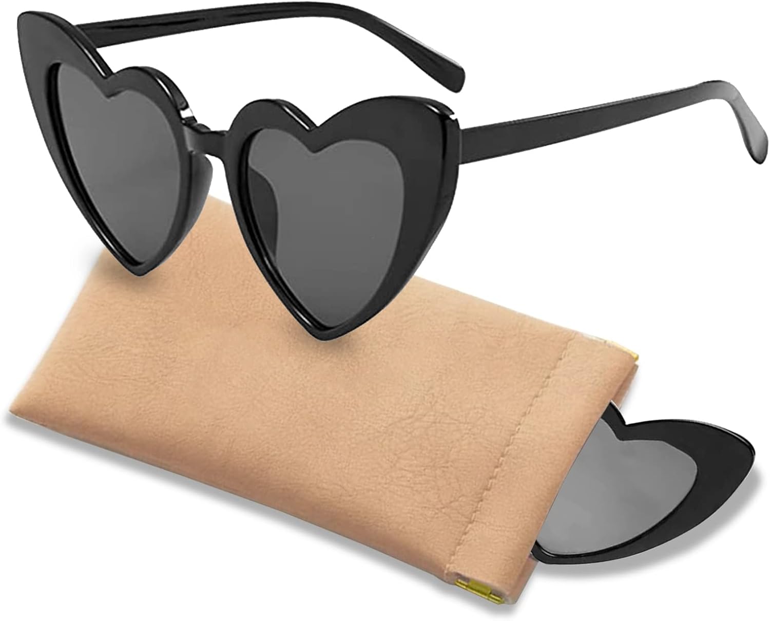 PinPure Heart Shaped Sunglasses for Women,Trendy Love Eyeglasses,Retro Sunglasses With Portable Scratch-Resistant Glasses Bag - Image 7