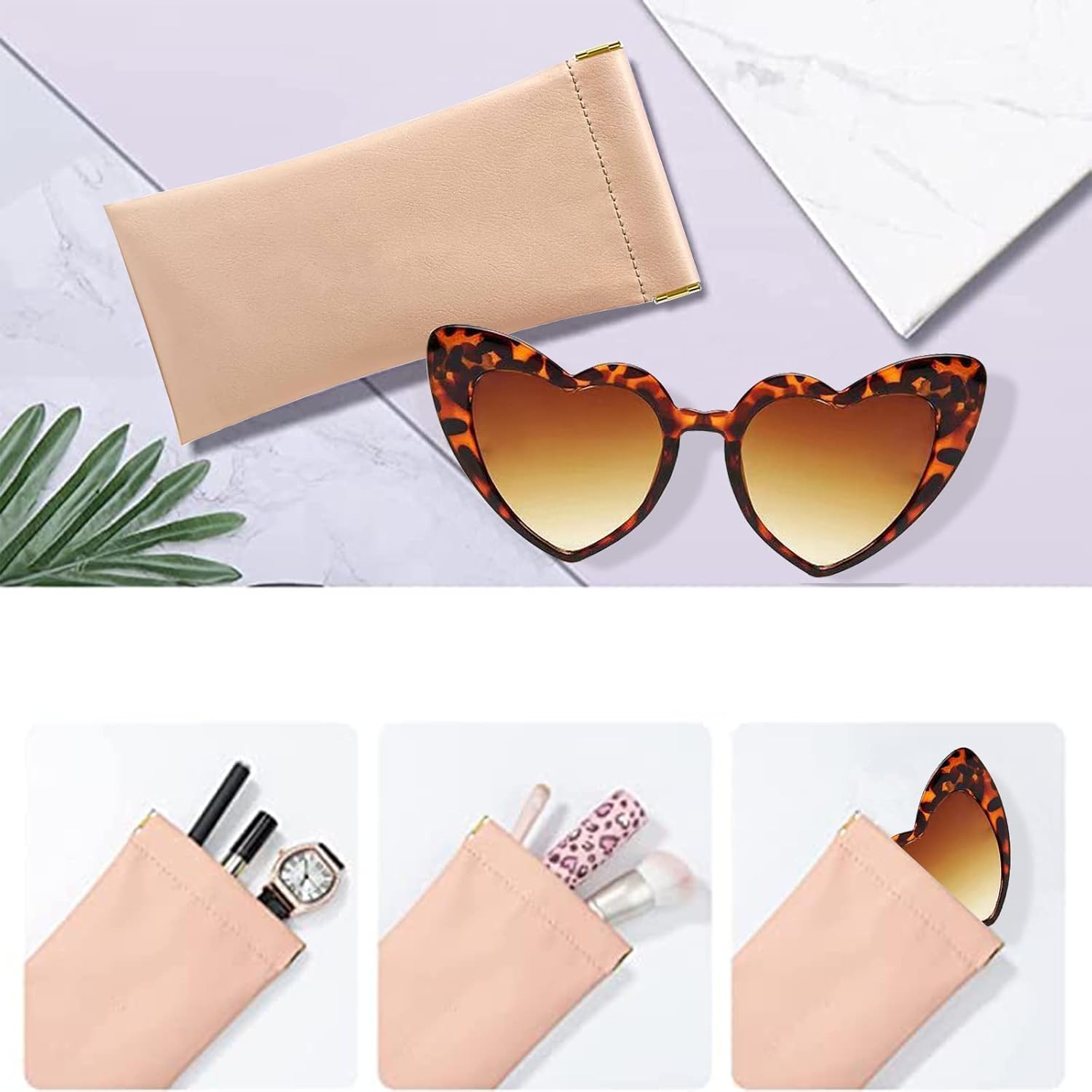 PinPure Heart Shaped Sunglasses for Women,Trendy Love Eyeglasses,Retro Sunglasses With Portable Scratch-Resistant Glasses Bag - Image 4