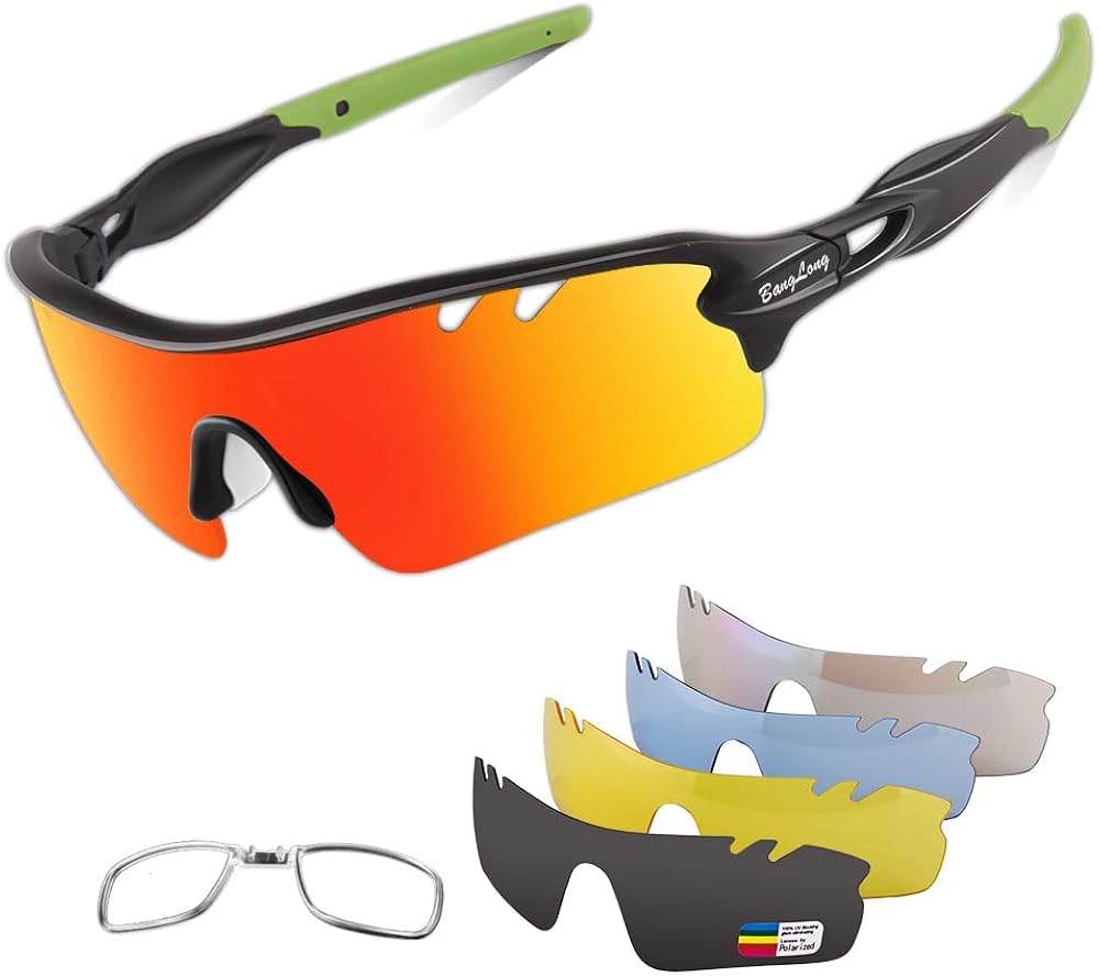 Polarized Sports Sunglasses Cycling Sun Glasses for Men Women with 5 Interchangeable Lenes for Running Baseball Golf Driving - Image 12