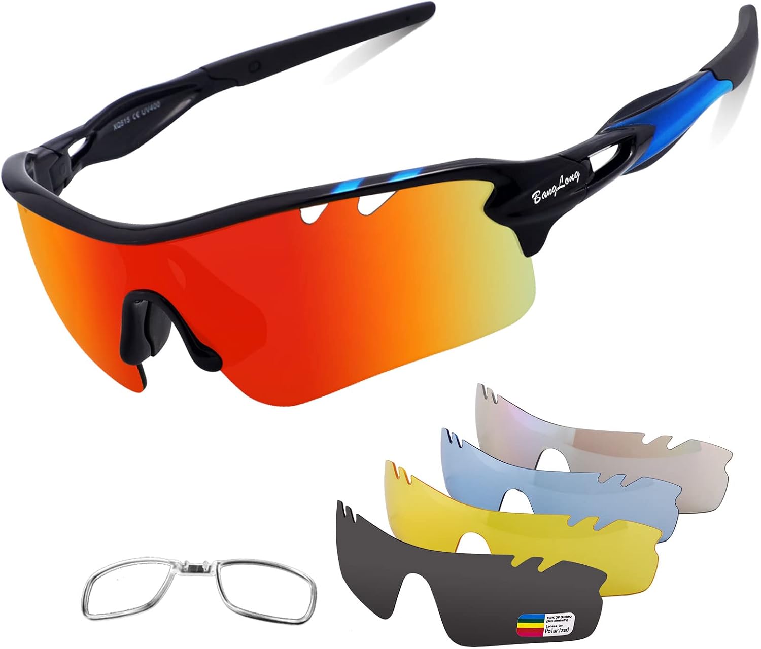 Polarized Sports Sunglasses Cycling Sun Glasses for Men Women with 5 Interchangeable Lenes for Running Baseball Golf Driving - Image 26