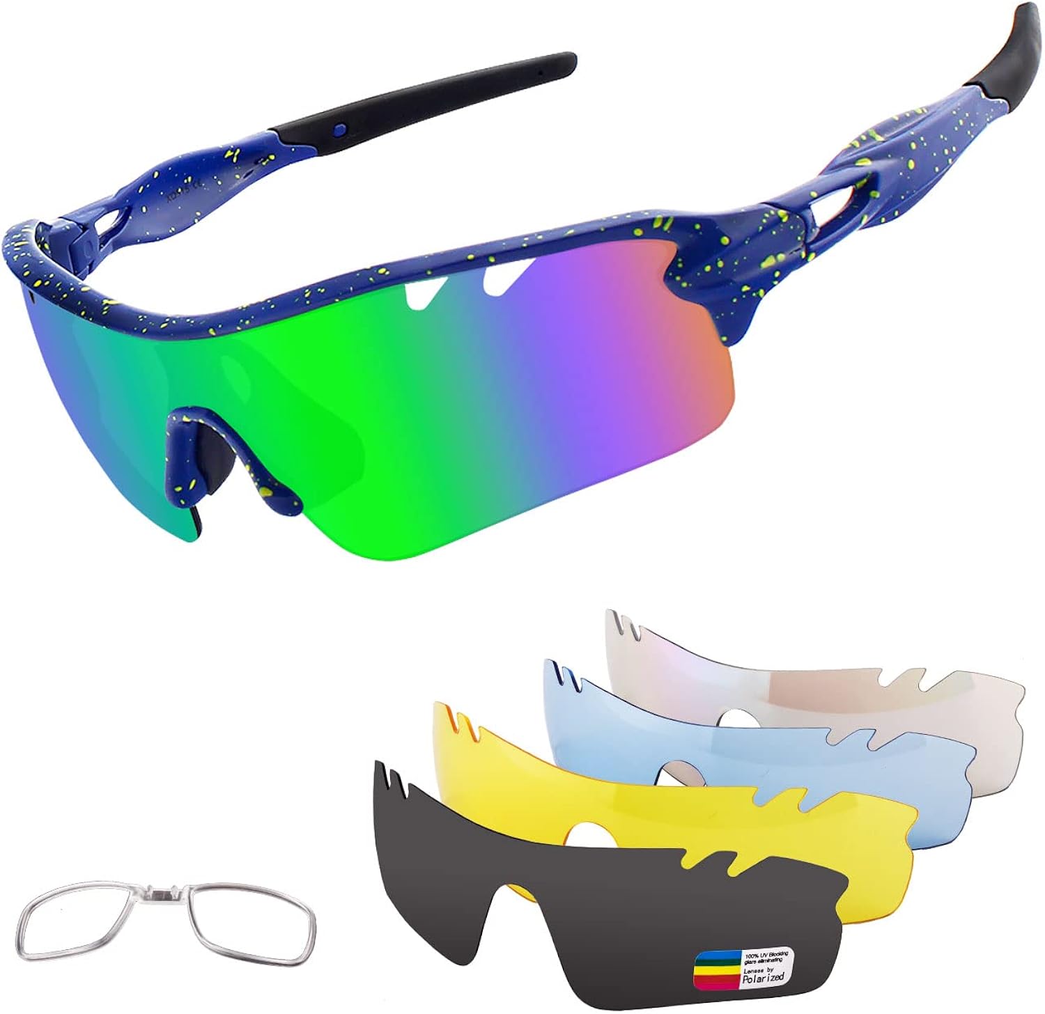 Polarized Sports Sunglasses Cycling Sun Glasses for Men Women with 5 Interchangeable Lenes for Running Baseball Golf Driving - Image 24