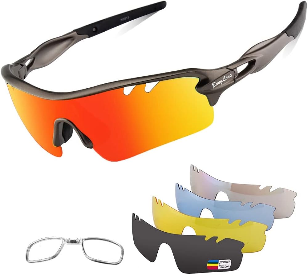Polarized Sports Sunglasses Cycling Sun Glasses for Men Women with 5 Interchangeable Lenes for Running Baseball Golf Driving - Image 17
