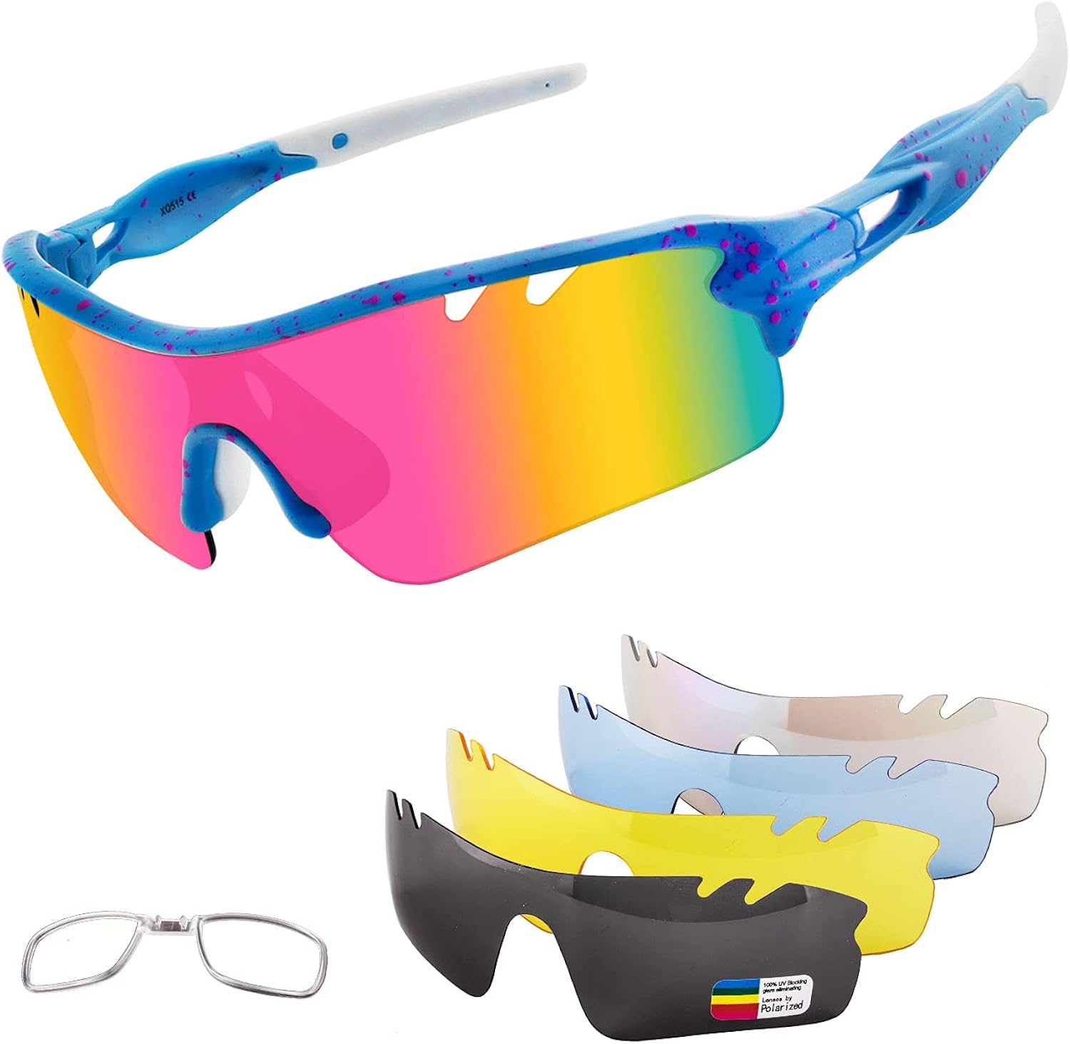 Polarized Sports Sunglasses Cycling Sun Glasses for Men Women with 5 Interchangeable Lenes for Running Baseball Golf Driving - Image 23