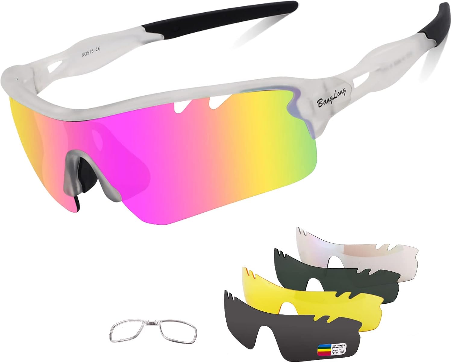 Polarized Sports Sunglasses Cycling Sun Glasses for Men Women with 5 Interchangeable Lenes for Running Baseball Golf Driving - Image 9